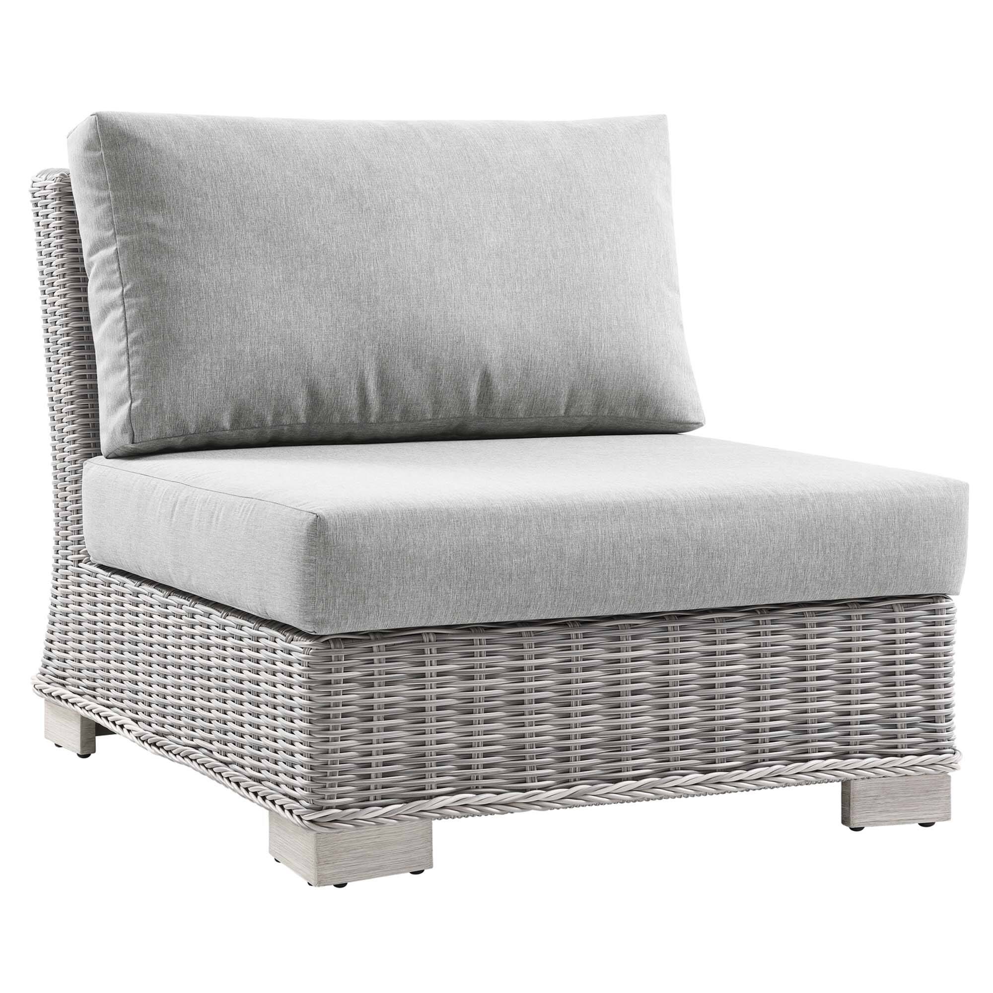 Angle. Modway - Conway Outdoor Patio Wicker Rattan Armless Chair by Modway - Light Gray Gray.