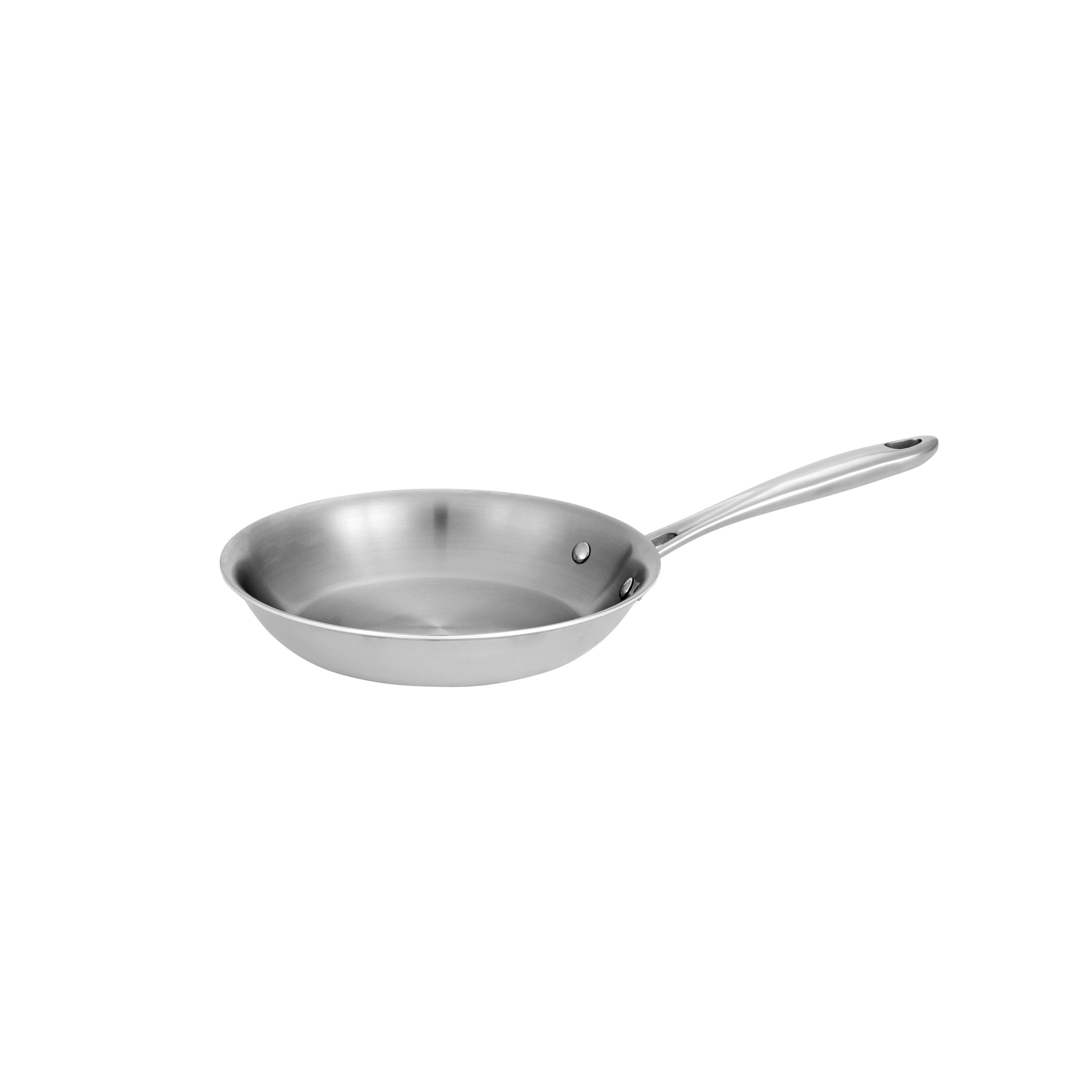Angle. Tramontina - 8" Round Fry Pan - - Silver.