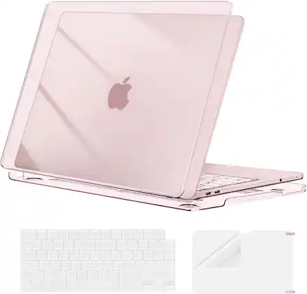 Front. mosiso - MacBook Neo 13-inch A3404 (A18 Pro) Hard Shell Case with Keyboard Covers & Screen Protector - Crystal Blush.