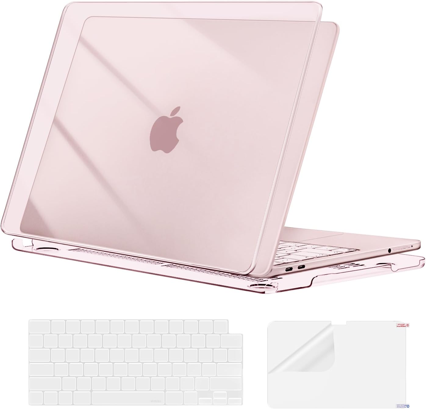 mosiso - MacBook Neo 13-inch A3404 (A18 Pro) Hard Shell Case with Keyboard Covers & Screen Protector - Crystal Blush