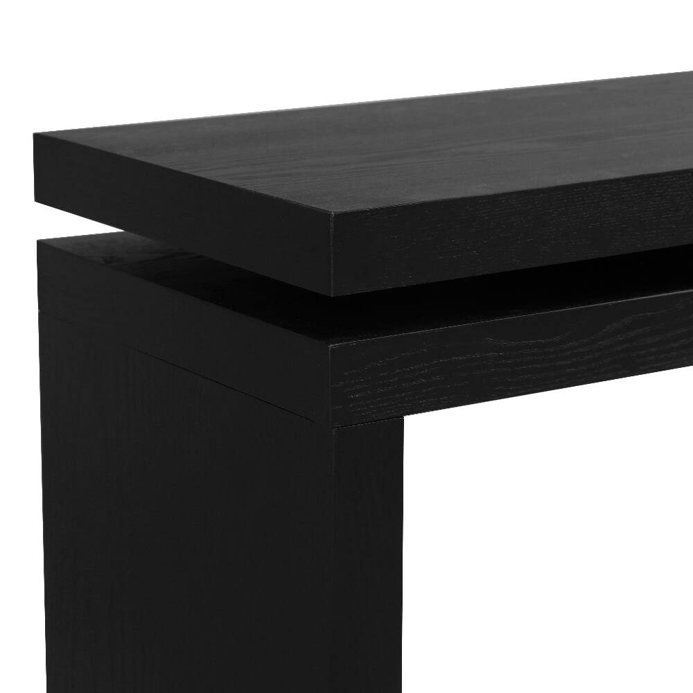 Alt View 10. Loheer - Loheer 60 inch black console table, double board suspension farmhouse entryway table with open storage - Black.