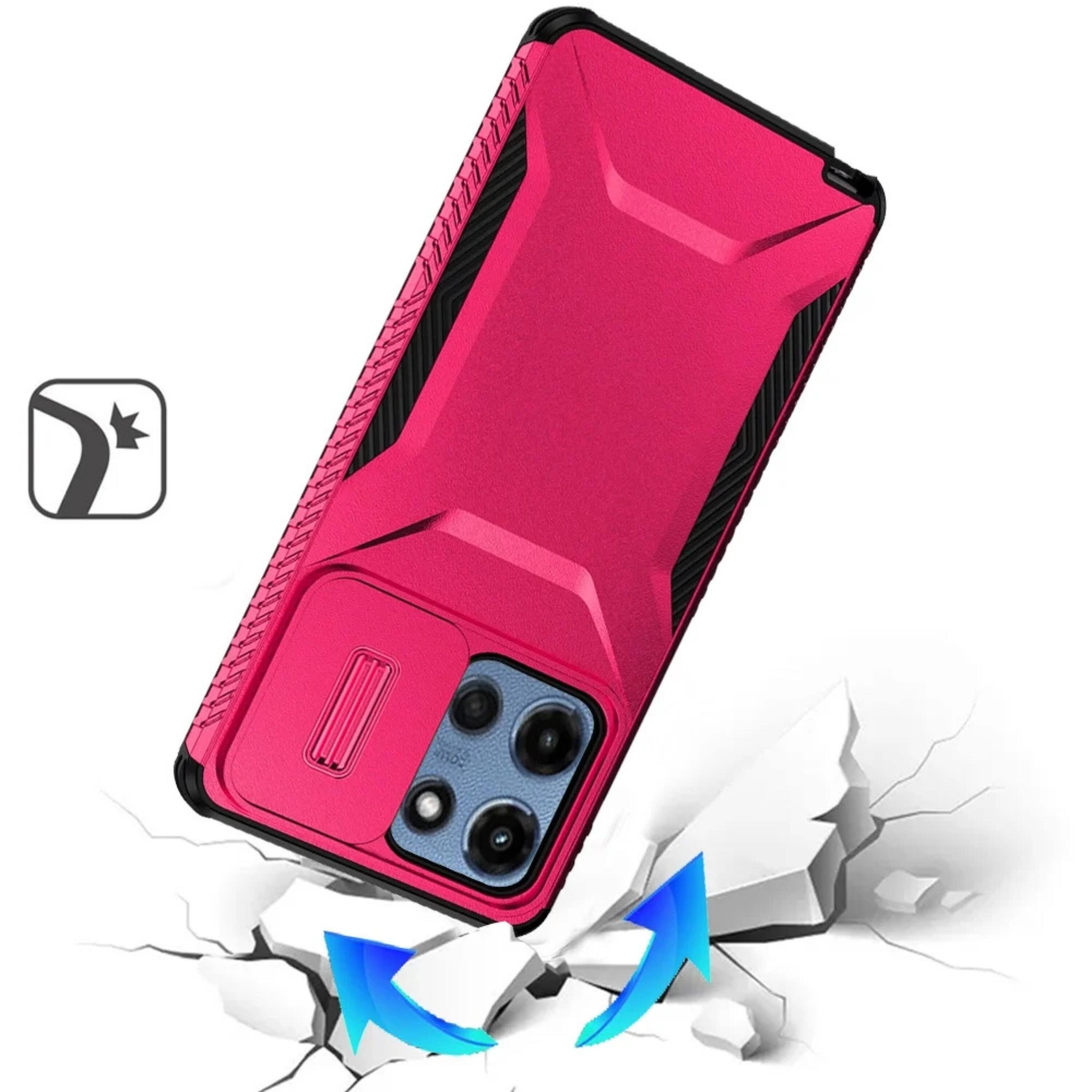 Angle. Kitcheniva - Side Grip Rugged Case For Moto G 2025 2026 G Play 2026 With Sliding Camera Cover Hot Pink - Pink.
