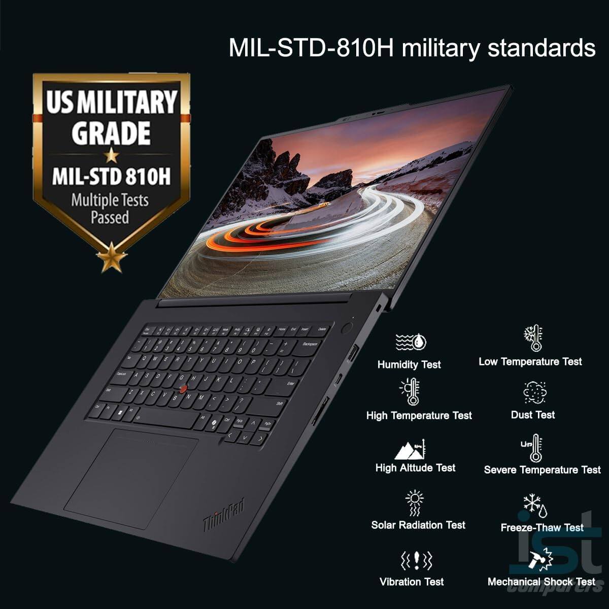 MIL-STD-810H military standards  
US MILITARY GRADE  
MIL-STD 810H  
Multiple Tests Passed  

- Humidity Test  
- Low Temperature Test  
- High Temperature Test  
- Dust Test  
- High Altitude Test  
- Solar Radiation Test  
- Vibration Test  
- Severe Temperature Test  
- Freeze-Thaw Test  
- Mechanical Shock Test