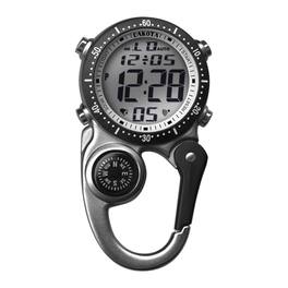 Dakota - Digital Backpacker Clip Watch, Alarm, Stopwatch, Timer and Dual Time, Tactical Outdoor Gifts for Men and Women - Silver
