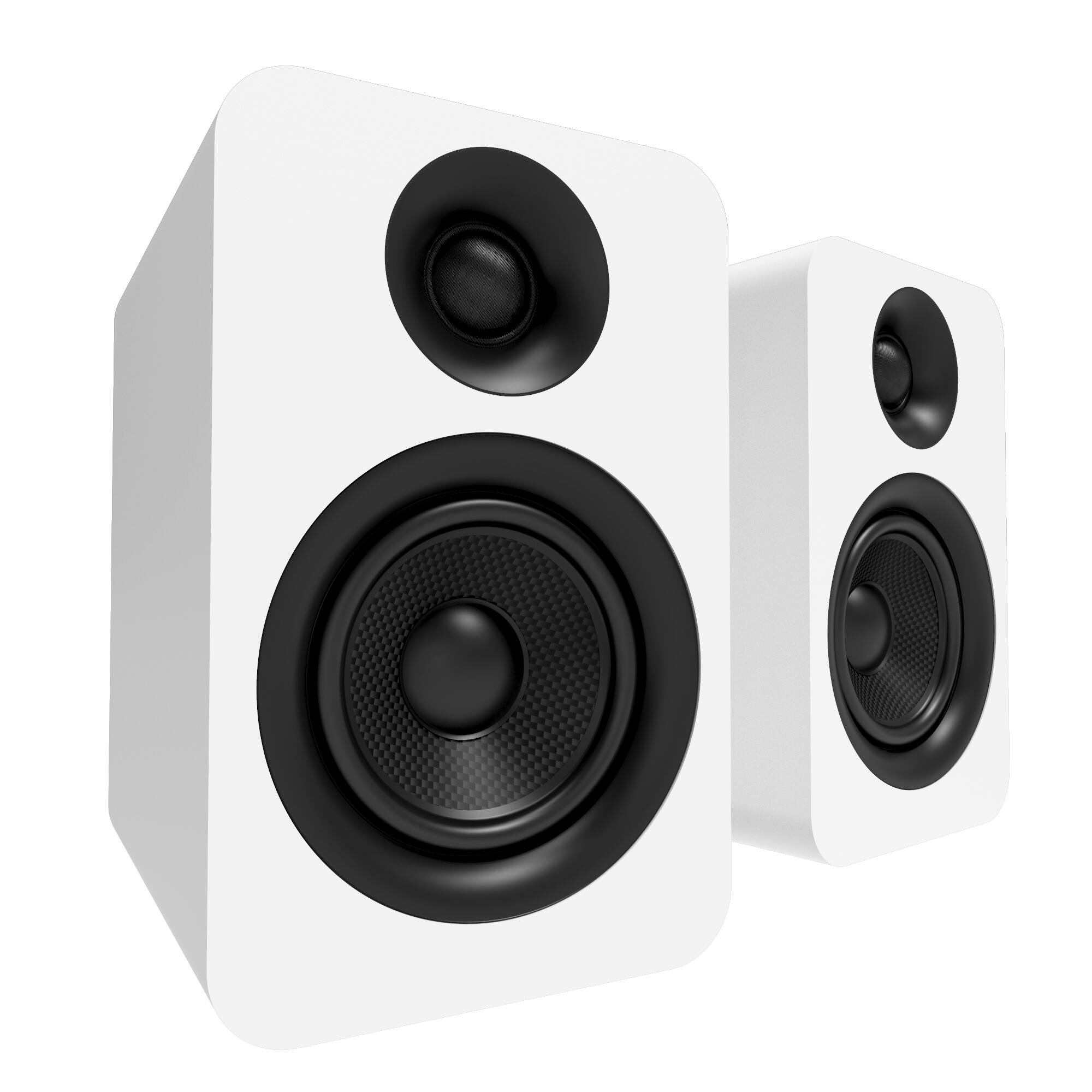 Angle. Kanto - Kanto YUP4 Passive Bookshelf Speakers with 1" Silk Dome Tweeter & 4" Kevlar Woofer - Pair - White.