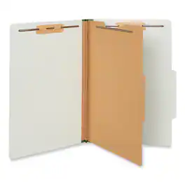 Universal - Four-Section Pressboard Classification Folders, 2" Expansion, 1 Divider, 4 Fasteners, Legal Size, Gray Exterior, 10/Box