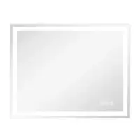 LOVMOR - 36 x 28 Inches Tempered Glass LED Bathroom Mirror with Anti-Fog & 3-Color Dimmable Lighting - Silver - Front_Zoom