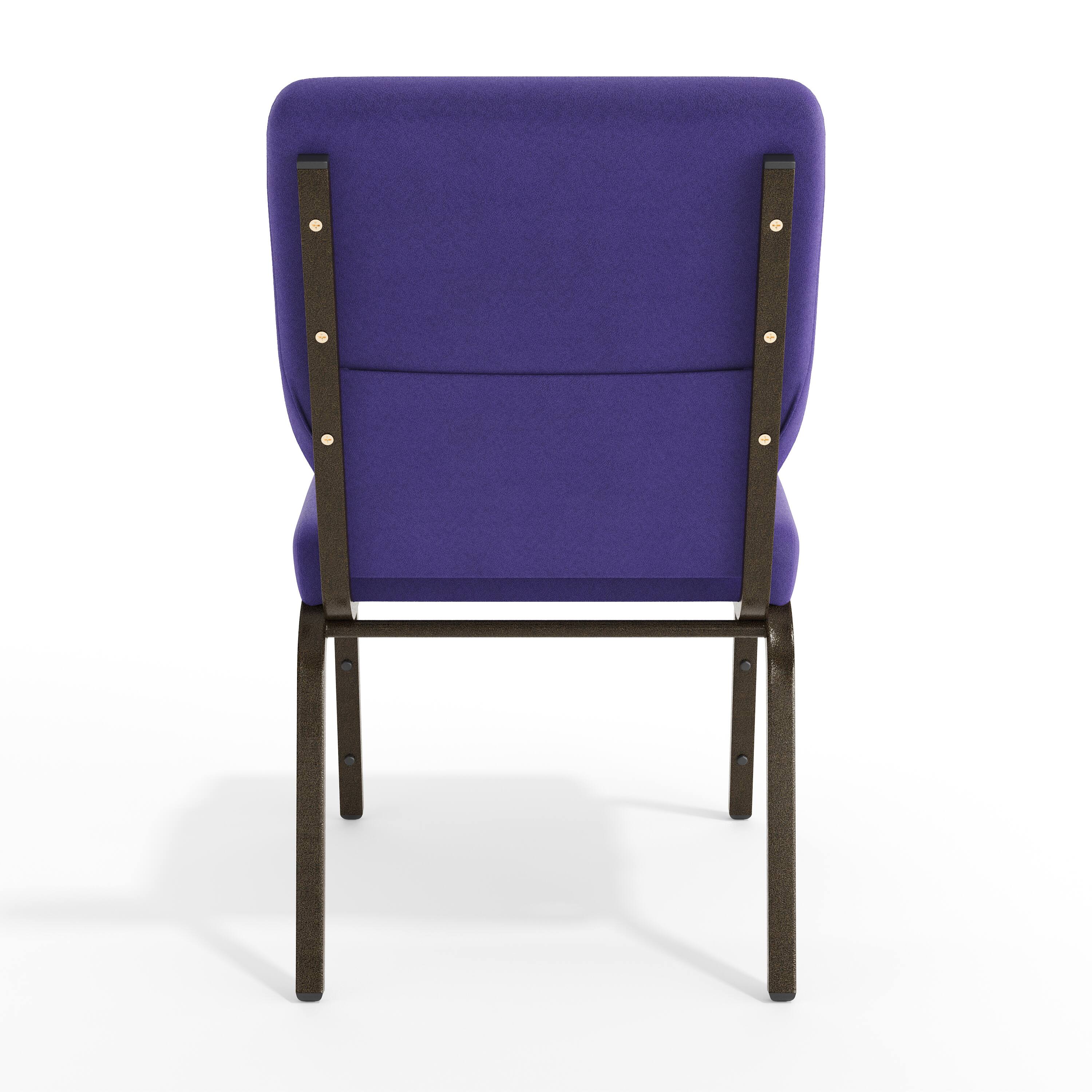 Alt View 7. Emma + Oliver - 18.5"W Stacking Church/Reception Guest Chair - Purple Fabric/Gold Vein Frame.