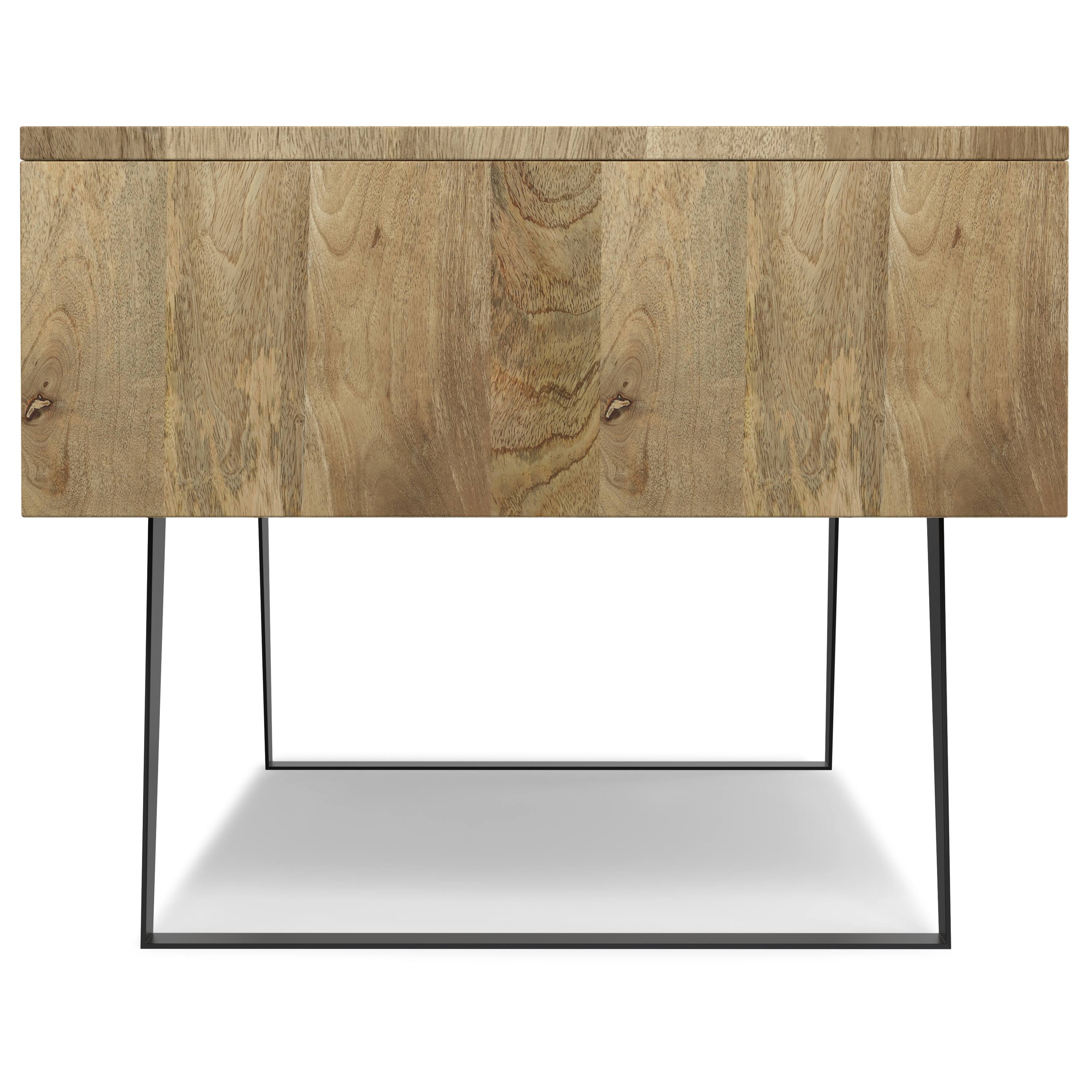 Alt View 4. Simpli Home - Lowry SOLID MANGO WOOD and Metal 48 inch Wide Rectangle Modern Industrial Coffee Table in Natural - Natural.
