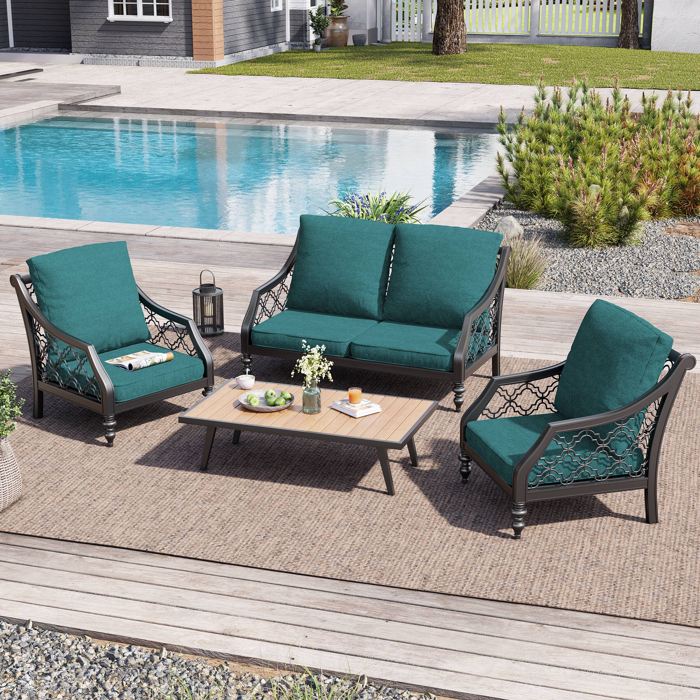 Alt View 5. Crestlive Products - Crestlive Products 24x24 Inch Water-Repellent Deep Seat Outdoor Cushions, Fade-Resistant Replacement for Patio Furniture - Green.