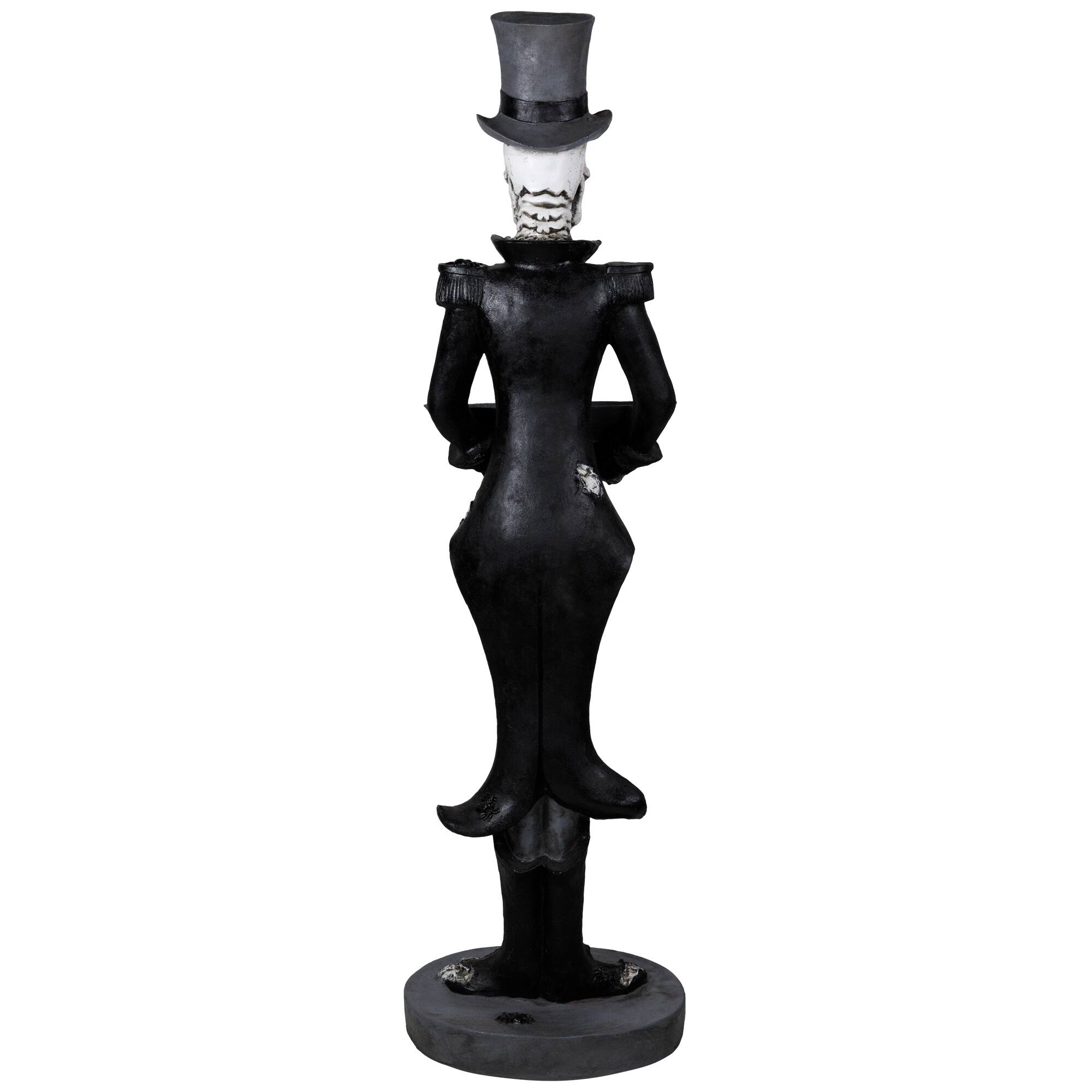 Alt View 6. Northlight - Skeleton Butler with Tray Standing Halloween Statue - 4.5' - Black.