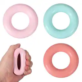 Unique Bargains - Grip Strength Trainer Rings, Portable Hand Grip Strengthener Finger Forearm - For Fitness, 2.8" & 10,20,30 LB - Pink, Mint Green, Orange
