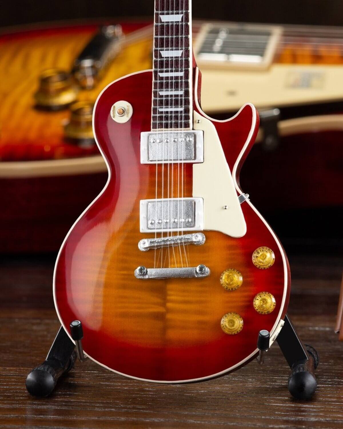 Alt View 2. Axe Heaven - Axe Heaven -Gibson 1959 Les Paul Standard Cherry Sunburst Mini Guitar Replica Collectible   - Collectibles - Multicolor.