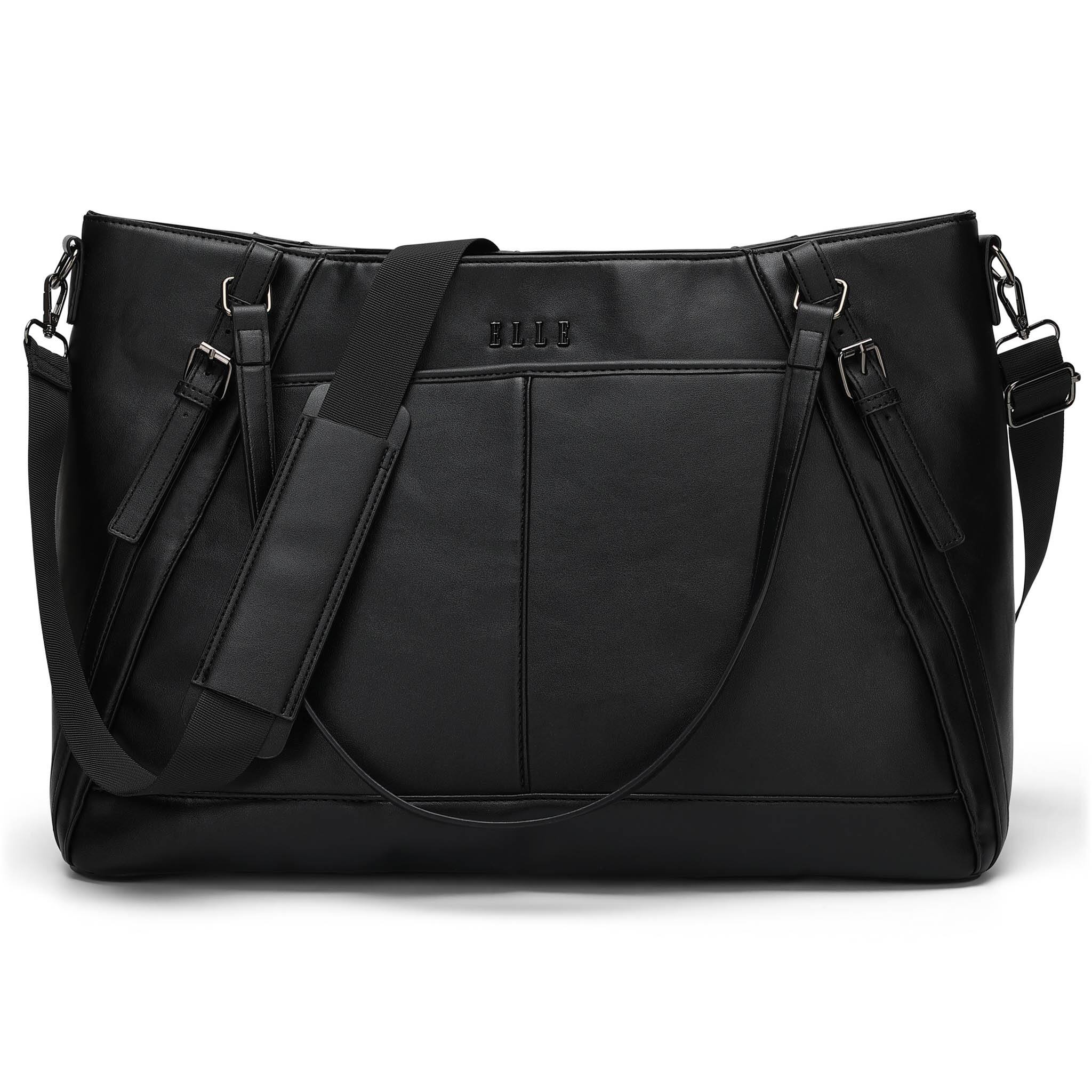 Elle - Leisure Luxe 33L Vegan Leather Weekender Duffel Bag - Black