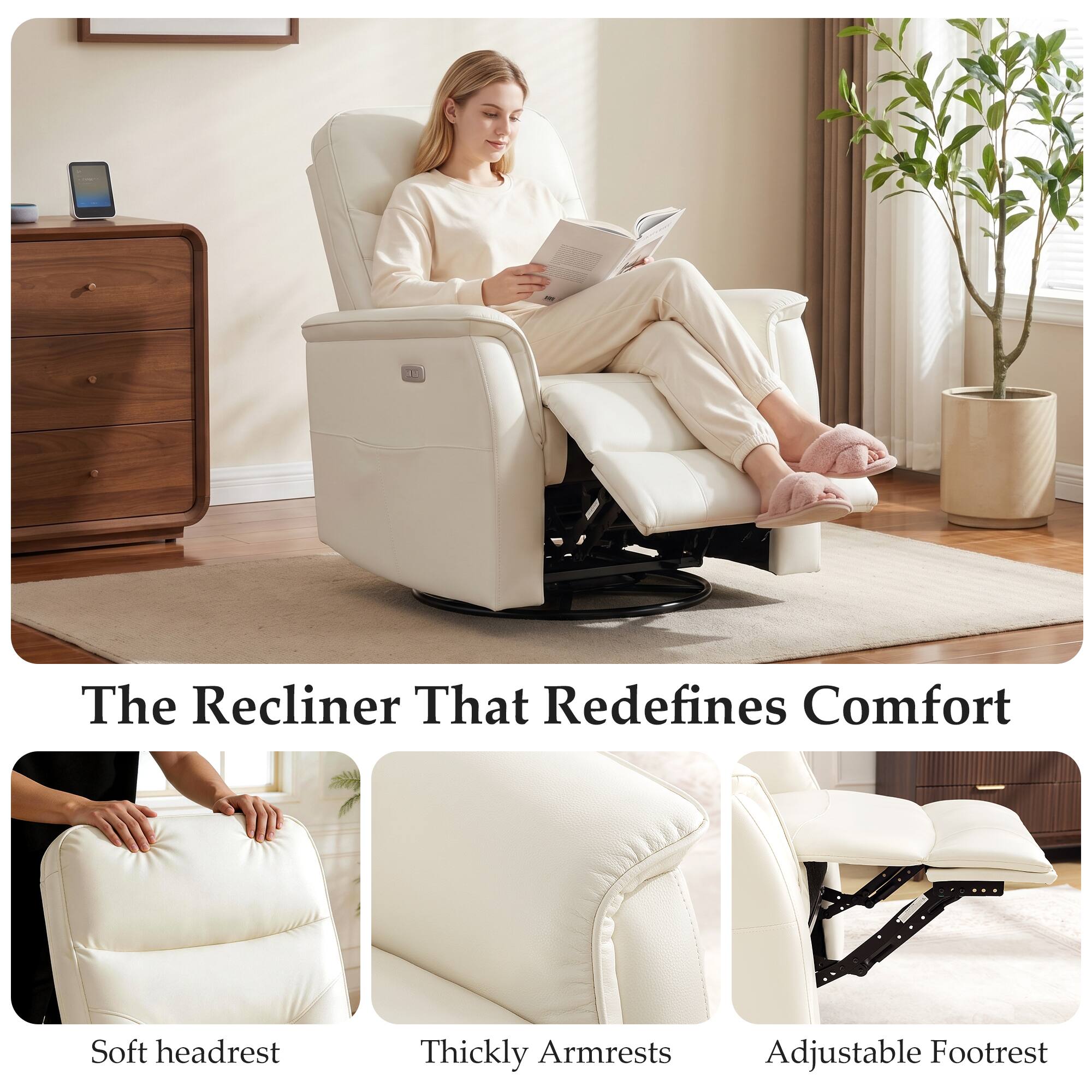 The Recliner That Redefines Comfort

- Soft headrest
- Thickly Armrests
- Adjustable Footrest