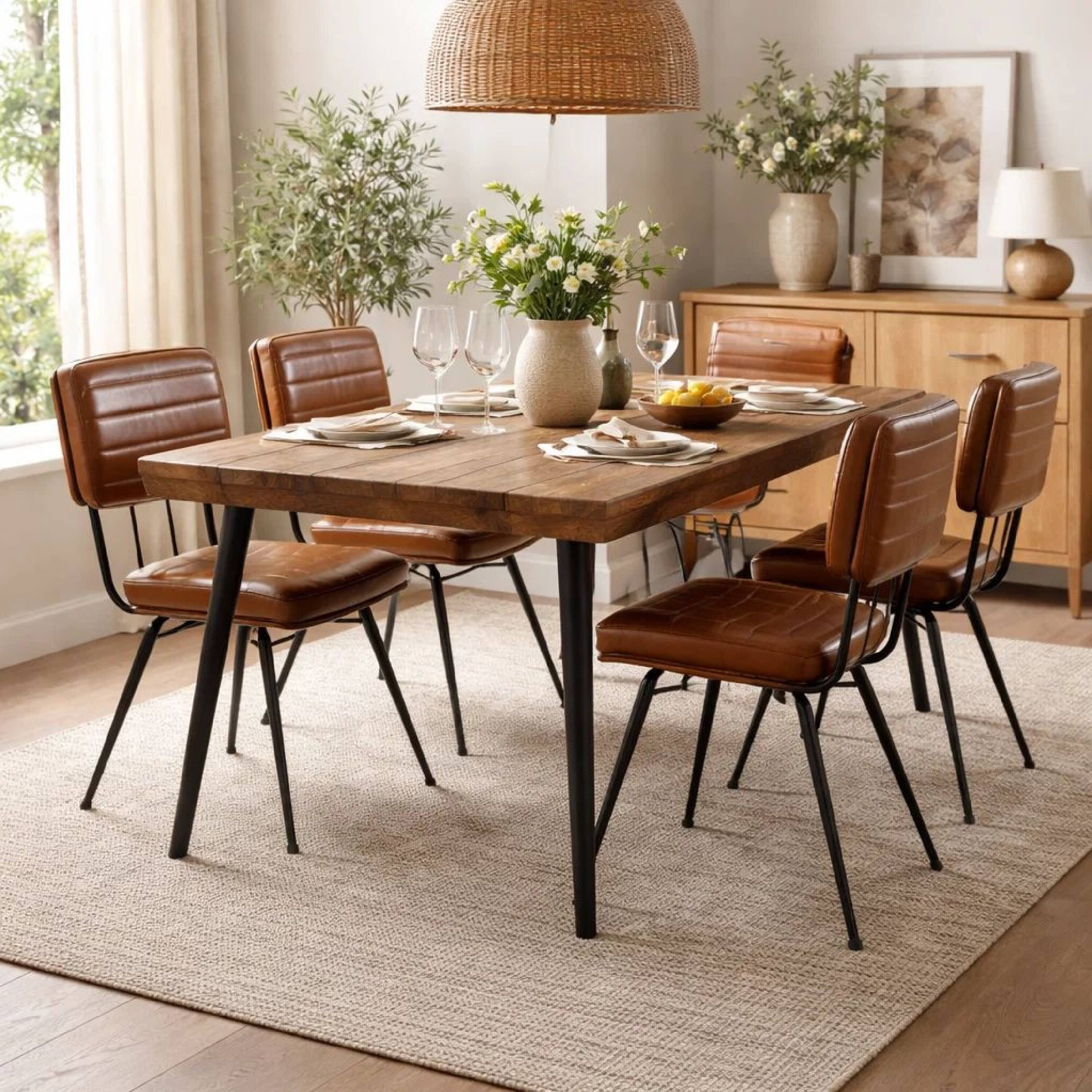 Alt View 7. Manhattan Lane - Mia 18 Inch Side Chair, Set of 2, Dyed Brown Leather, Vertical Tufting - Brown, Black.