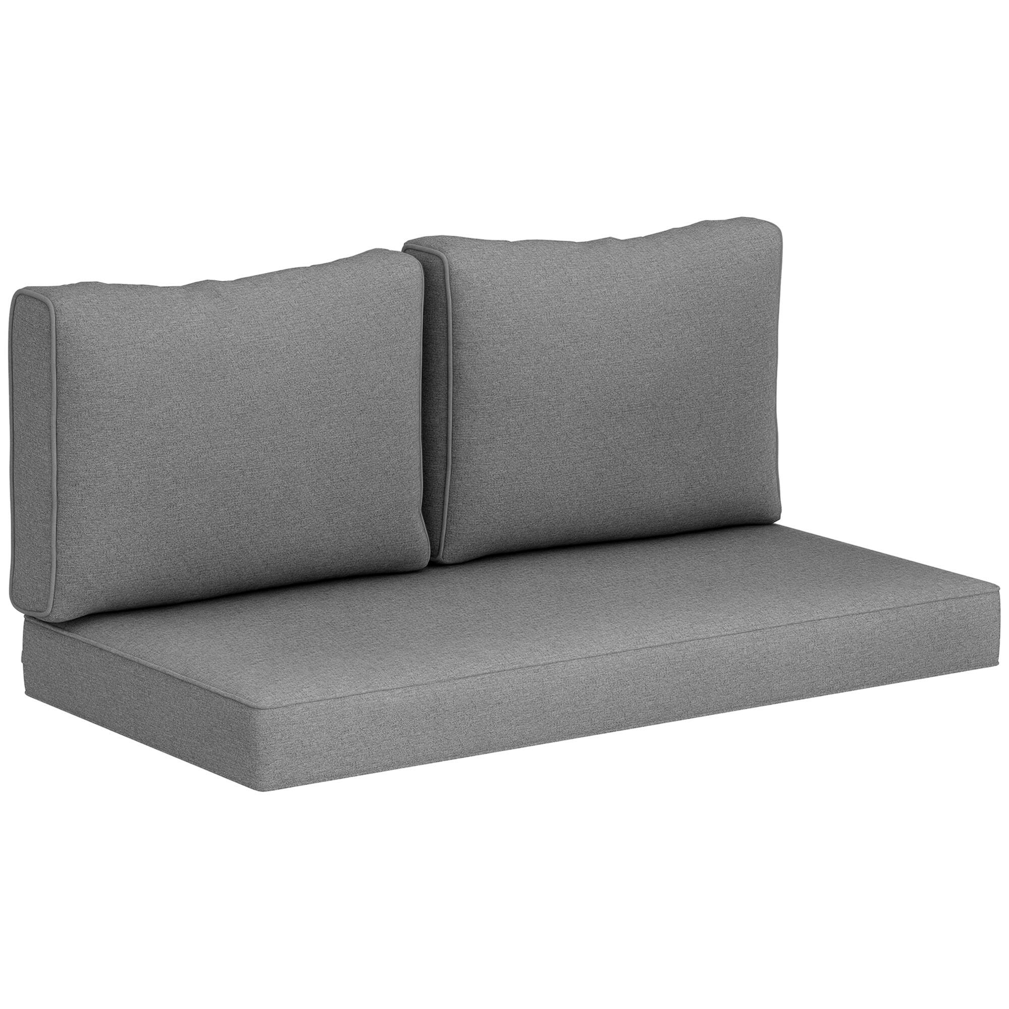 Front. Outsunny - 2 Seat Patio Furniture Cushions, 46x26x5 in, Thick Outdoor Loveseat Cushion Set with Removable Cover - Gray.