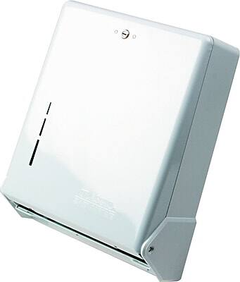 Front. San Jamar - San Jamar® True Fold® Metal Front Towel Dispenser, White - White.