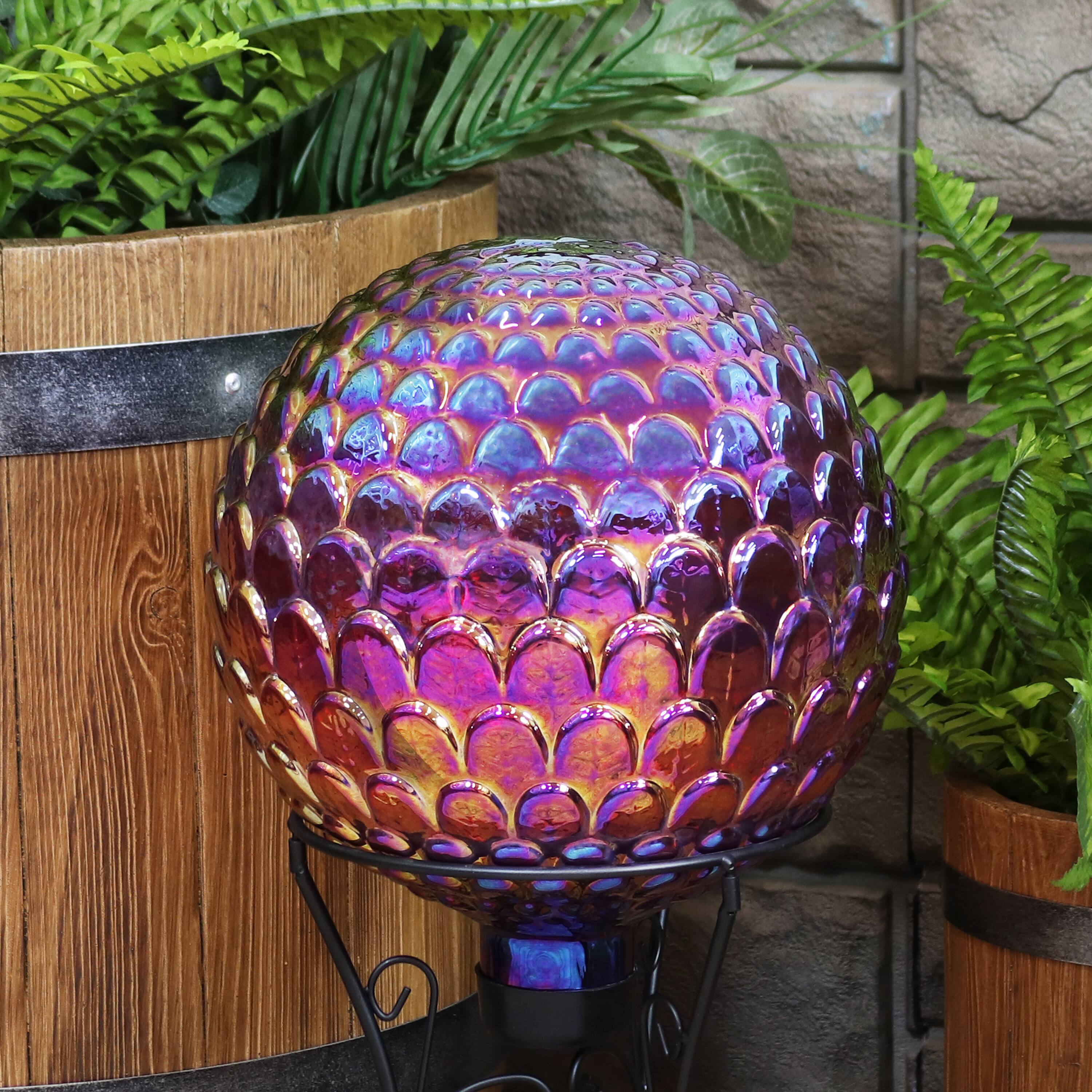 Alt View 3. Sunnydaze - Scalloped Outdoor Gazing Globe - 10 in - Red.