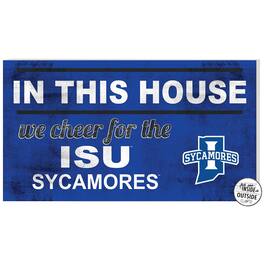 Jardine - Indiana State Sycamores 11" x 20" Indoor/Outdoor In This House Sign - Blue