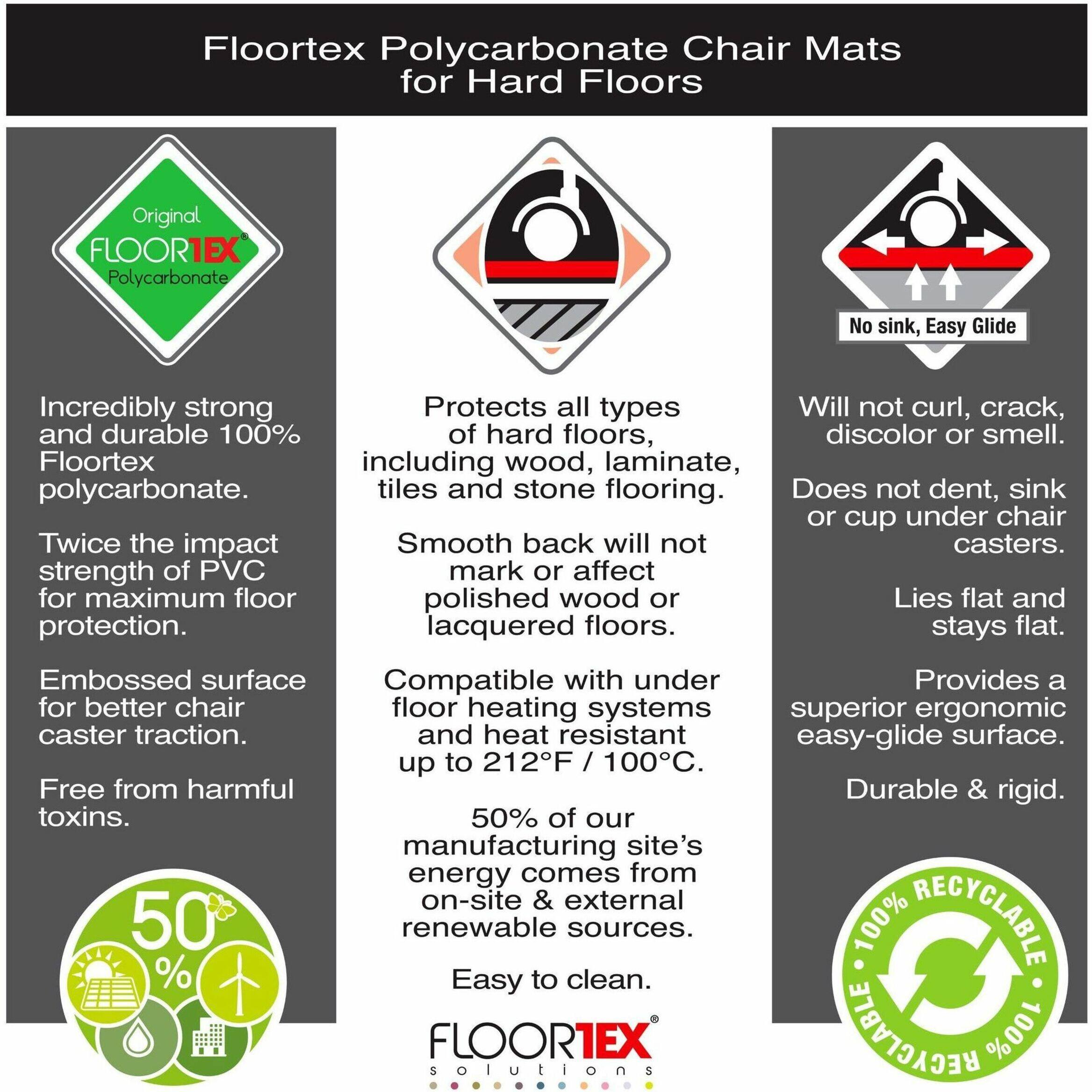 Alt View 21. Floortex - Ultimat XXL Polycarbonate Rectangular Chair Mat for Hard Floors - 48'' x 118'' - Clear.