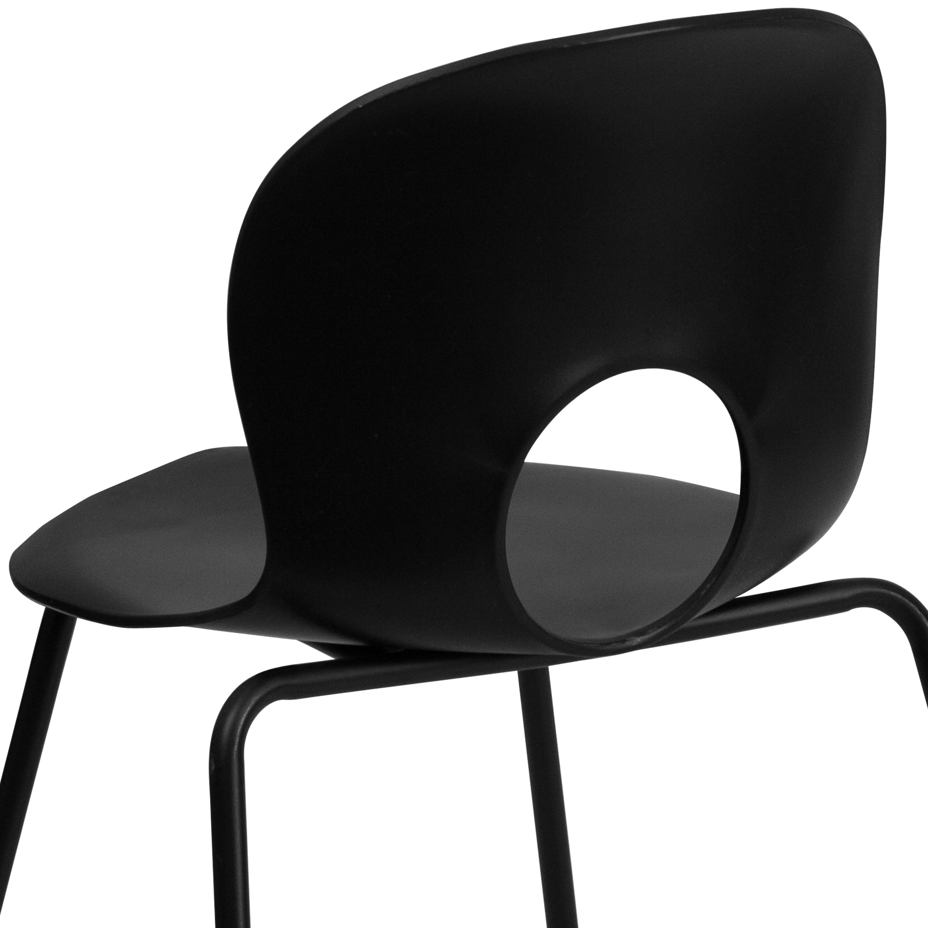 Alt View 9. Emma + Oliver - Multipurpose Designer Plastic Cafe Stack Chair - Black.