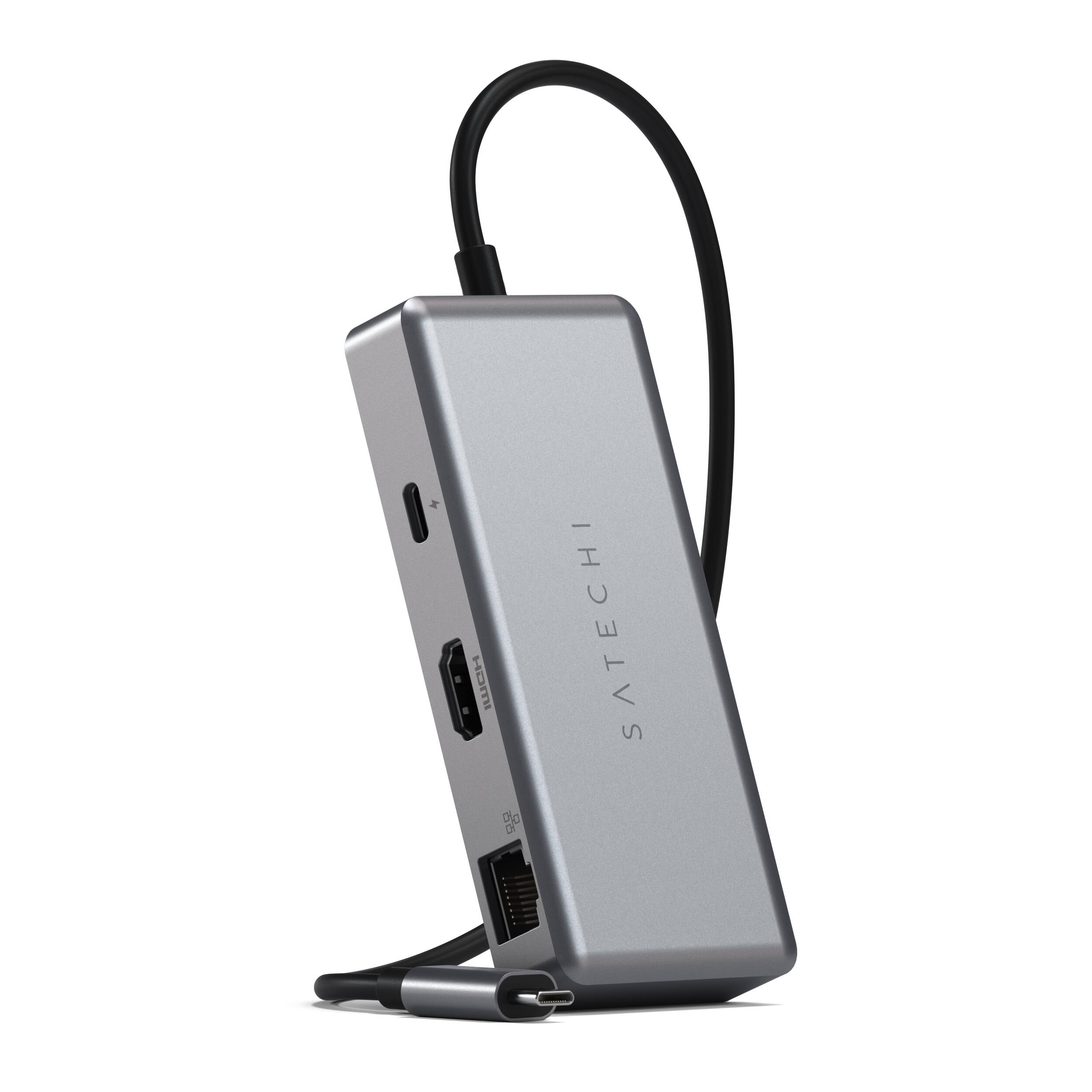Alt View 19. Satechi - 5-port USB-C Multiport for Chromebook with Gigabit Ethernet, 4K HDMI (60Hz), USB-C PD charging (96W) and 2 USB-A 3.0 - Space Gray.