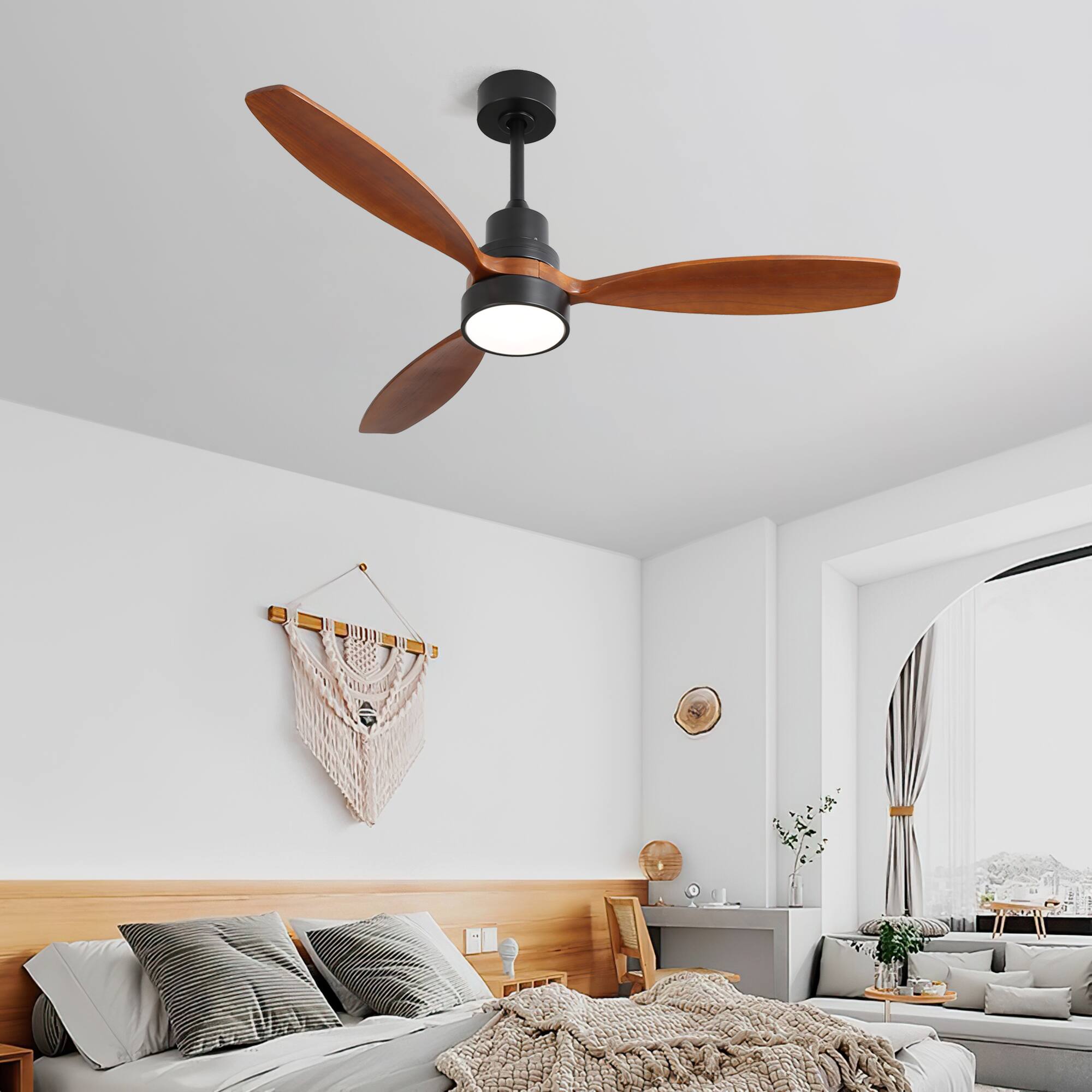 Alt View 1. HOMLUX - 52 Inch Integrated LED Indoor Low Profile Ceiling Fan with Light and Remote Control for Patio Living Room - Black.
