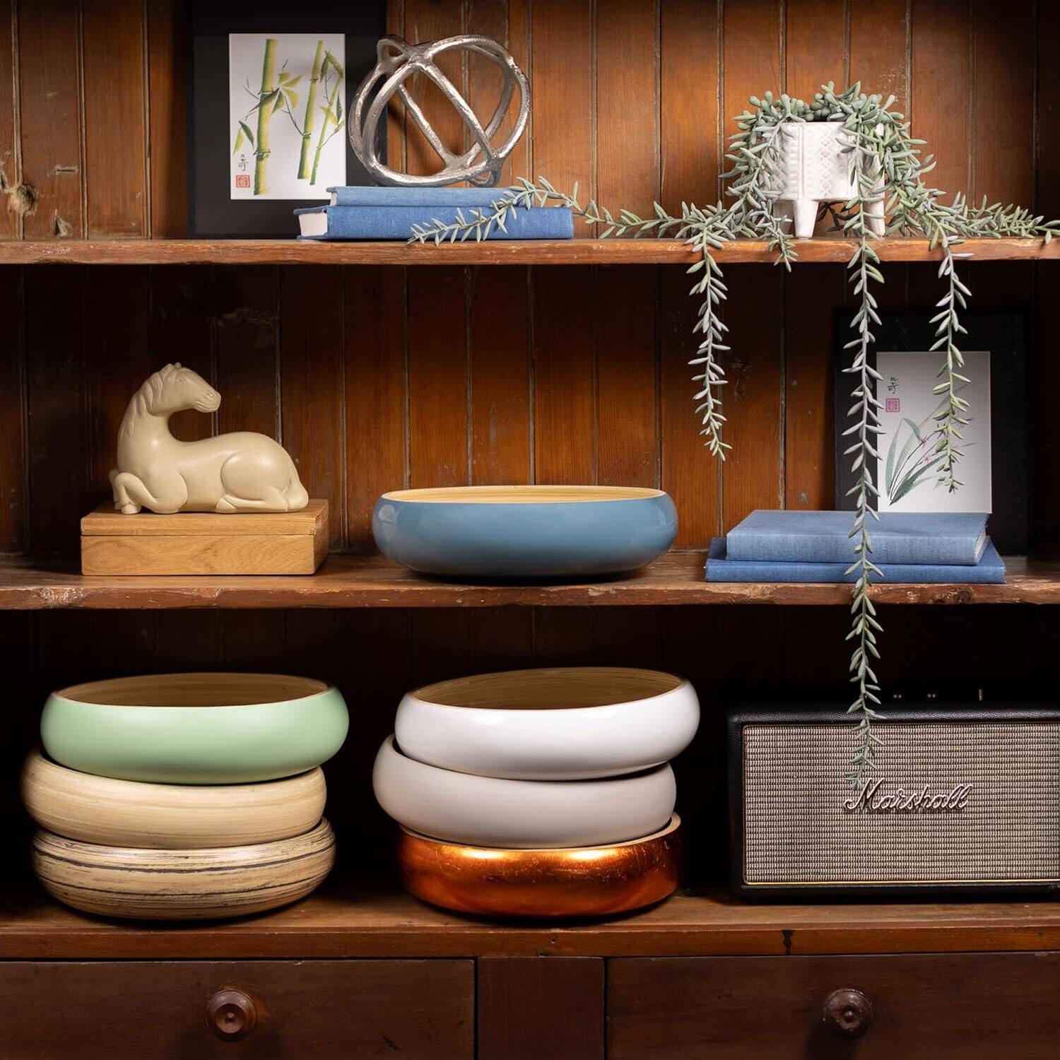 Back. Lexa - Bamboo Fruit Bowl, 12 Inch, Navy - Navy.