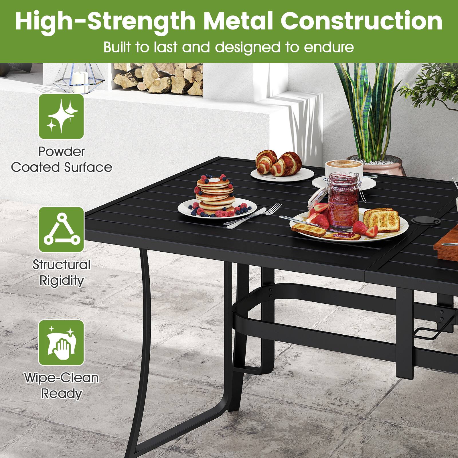 High-Strength Metal Construction  
Built to last and designed to endure  

- Powder Coated Surface  
- Structural Rigidity  
- Wipe-Clean Ready