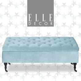 Elle Decor - Vintage Collette Velvet Storage Bench - Vintage Blue Velvet