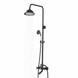 Dazzed Corner - Shower System, 8" Head, Handheld Spray, Tub Spout, 2 Cross Handles - Matte Black