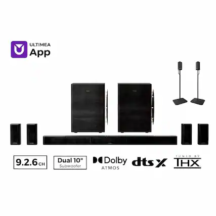 ULTIMEA App
9.2.6 CH
Dual 10" Subwoofer
TUNED BY Dolby dts:X IHX ATMOS