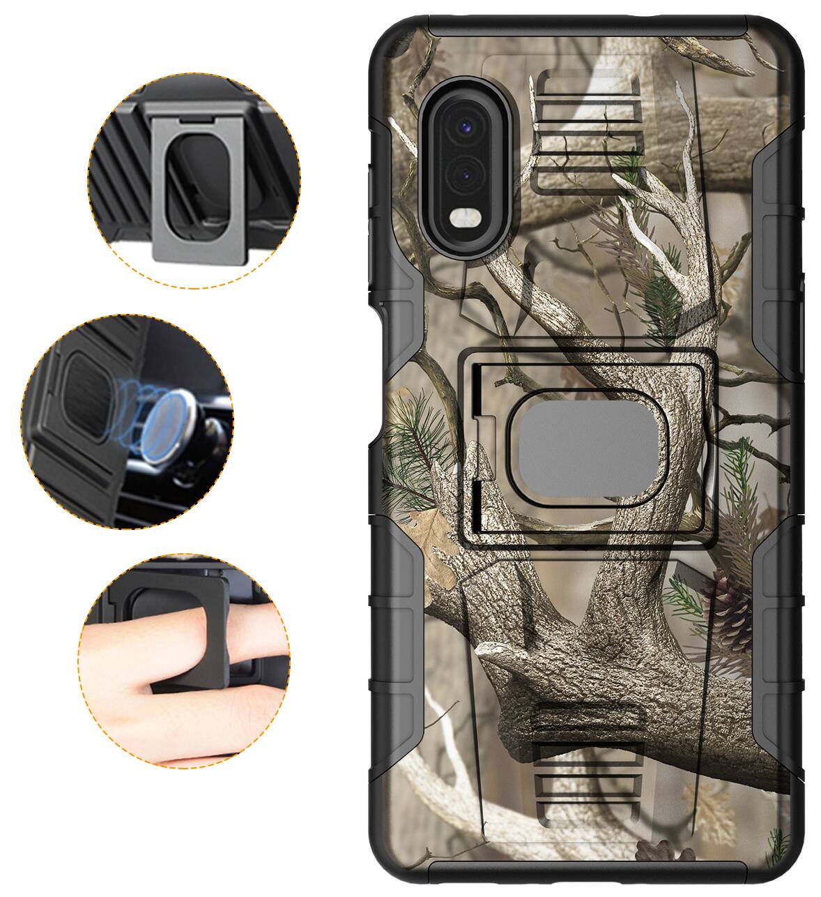 Alt View 8. Nakedcellphone - Case for Samsung Galaxy XCover Pro Phone (2020) - Autumn Camo (Black).