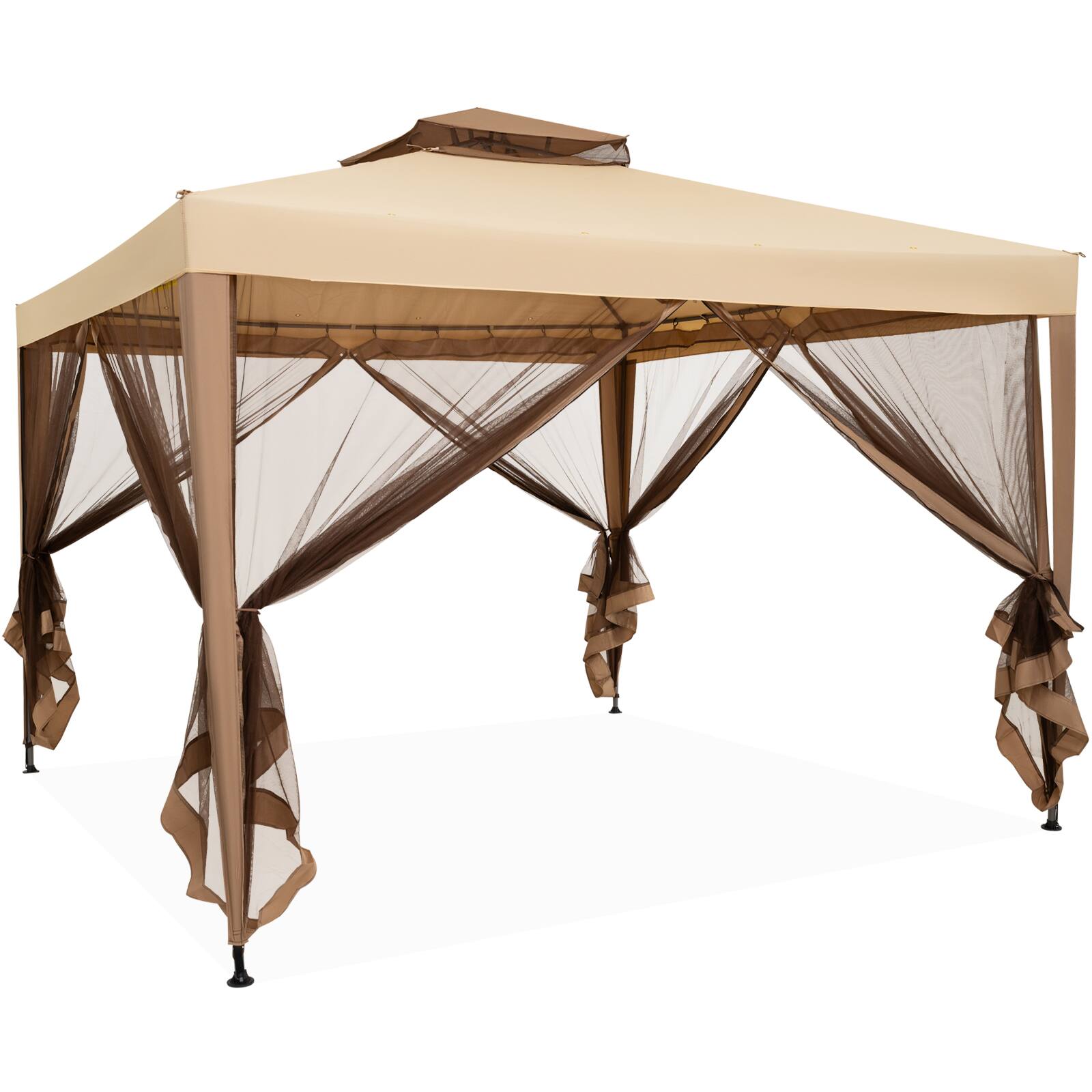Alt View 1. Costway - Costway Outdoor 10' x 10' Gazebo Tent Camping Canopy with Steel Frame for Parties Gathering - Brown.