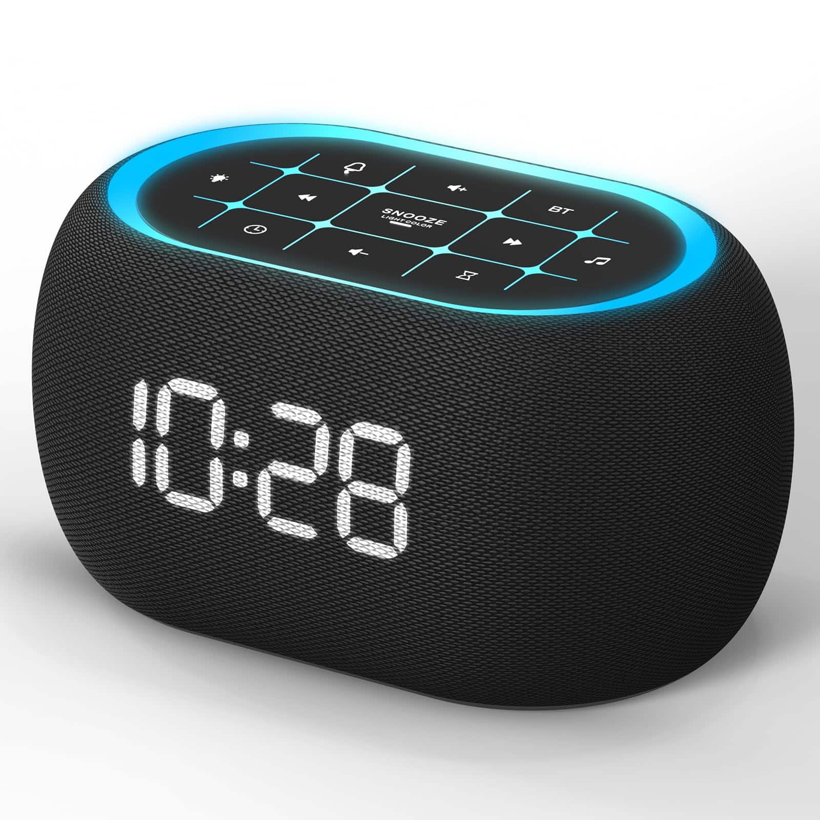 Dazzed Corner - Alarm Clock FM Radio with Bluetooth Speaker,Digital LED Clock - Black