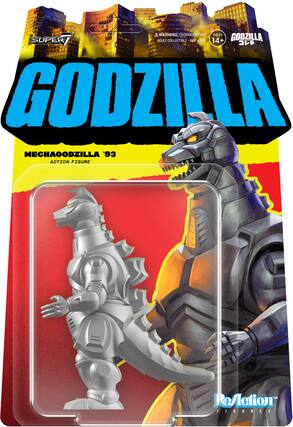 **WARNING: CHOKING HAZARD**
AGES 14+
ADULT COLLECTIBLE - NOT A TOY
**GODZILLA**
MECHAGODZILLA '93
ACTION FIGURE
**ReAction FIGURES**