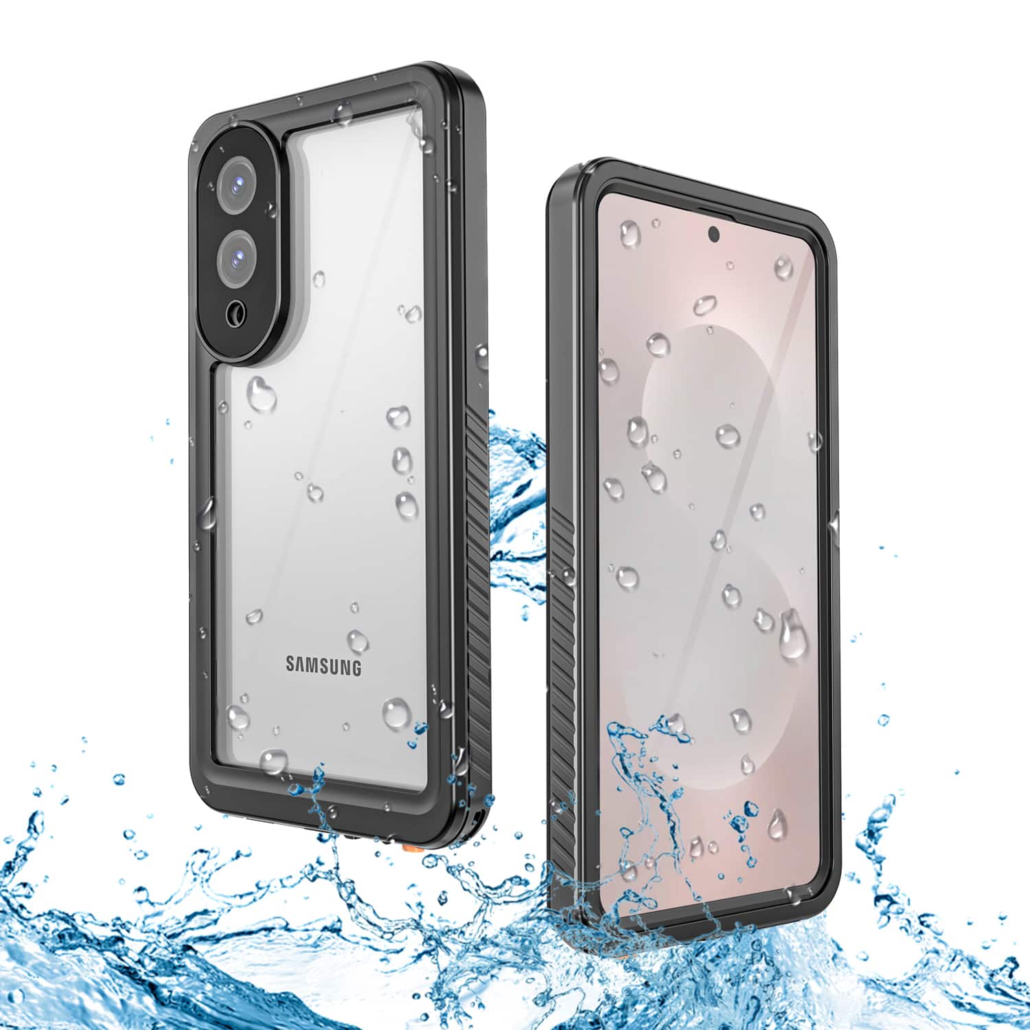 Dteck - Waterproof Full Body Case for Samsung Galaxy S25 Edge Clear Shockproof Cover with Screen Protector Rugged Shell - Black