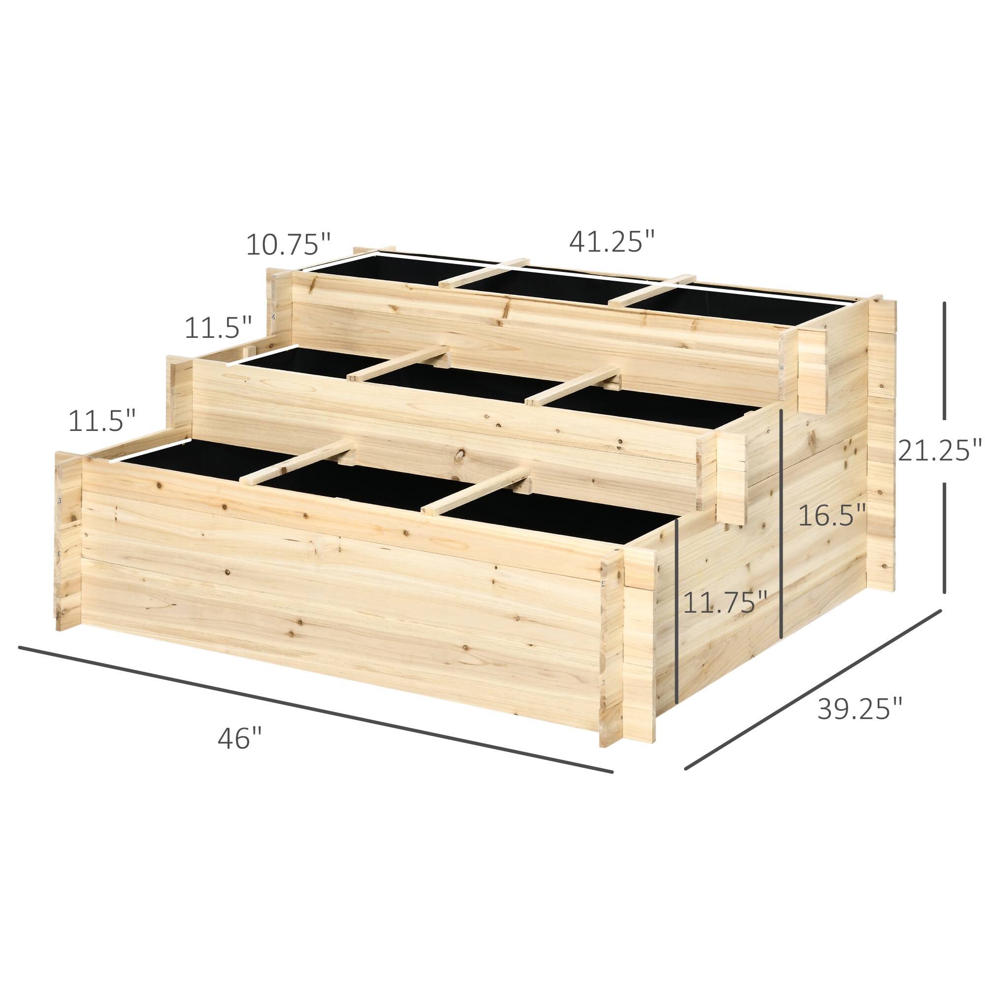 Length: 46"
Width: 41.25"
Height: 21.25"
Depth: 11.75"
Shelf: 11.5"
Shelf: 11.5"
Shelf: 10.75"