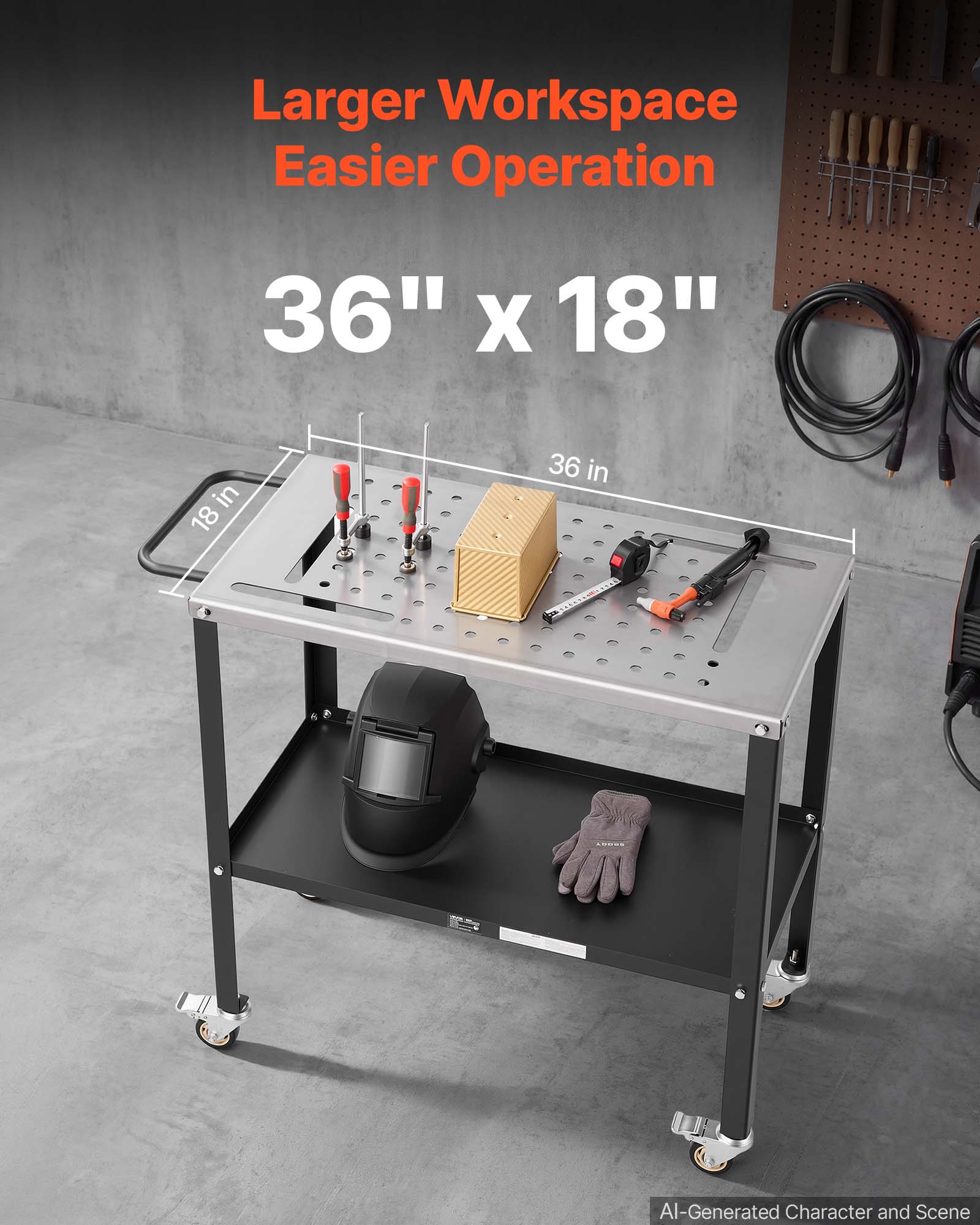 VEVOR Welding Table 36" x 18" Movable Welding Workbench 1200LBS ...