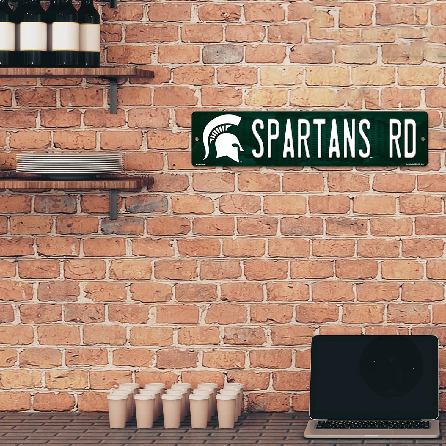 Alt View 2. Rico Industries - Michigan State Spartans 16" Street Sign for garage, office, man cave or any wall - Multi.