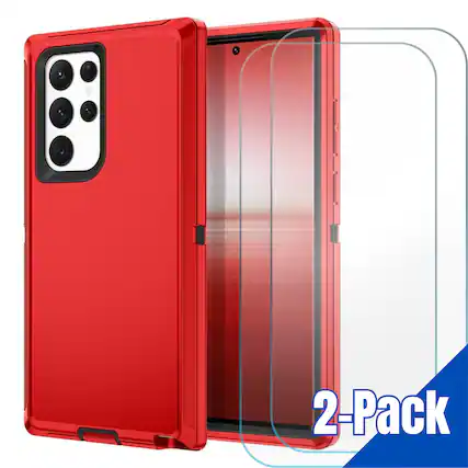 Front. Entronix - Entronix Galaxy S20 Plus Phone Case Bundle with Screen Protectors - Ultimate Protection Gear - Red.
