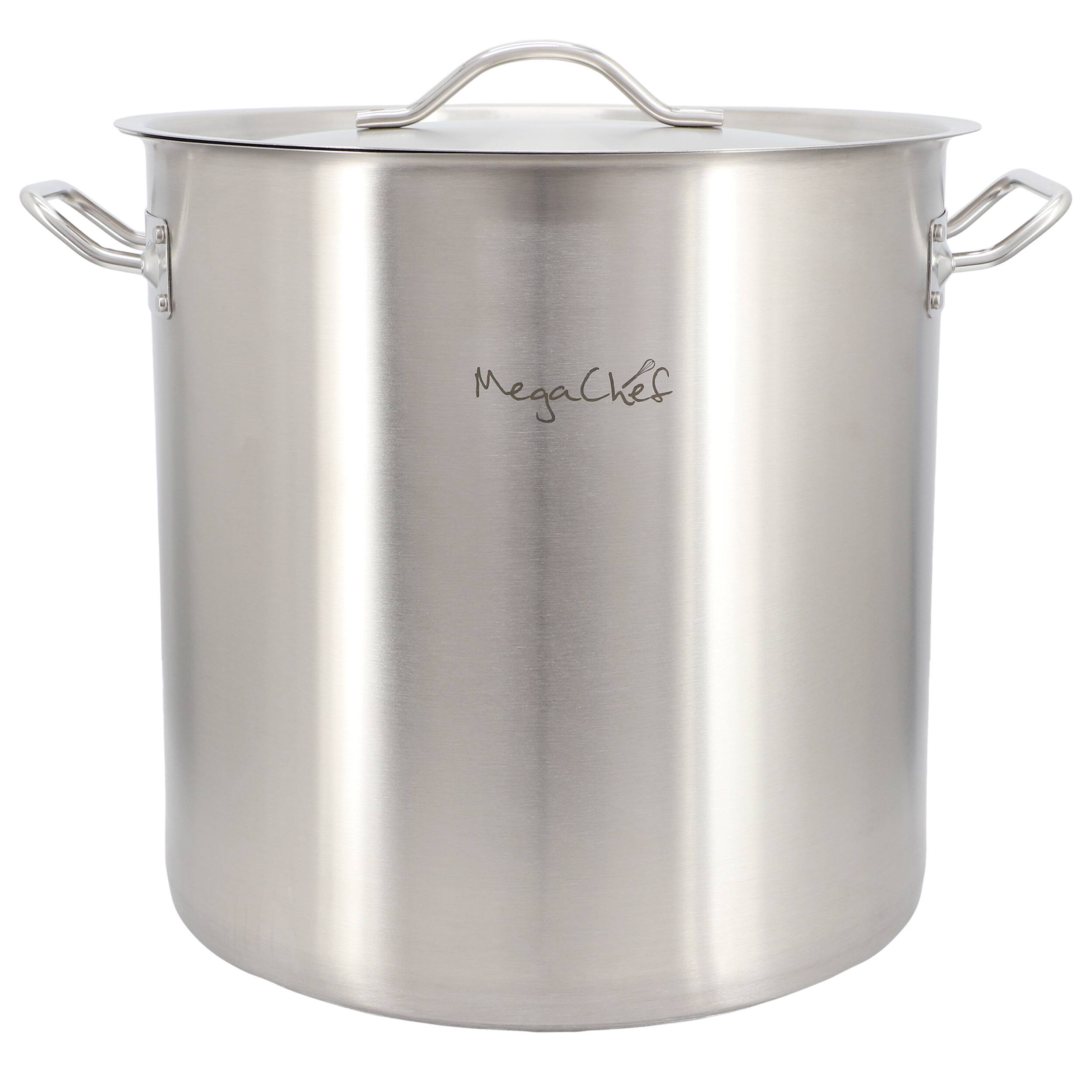Alt View 6. MegaChef - MegaChef Professional Kitchen 52.8 Quart Round Stainless Steel Stock Pot with Lid - Silver.