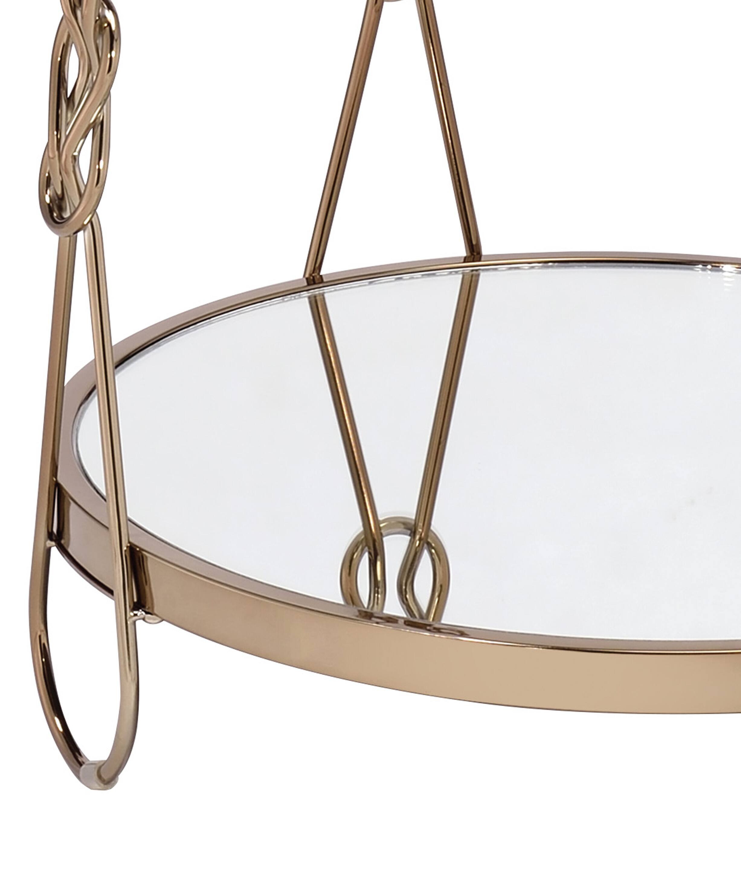 Alt View 3. Manhattan Lane - Metal End Table with Mirrored Top and 1 Bottom shelf - Gold and Clear.