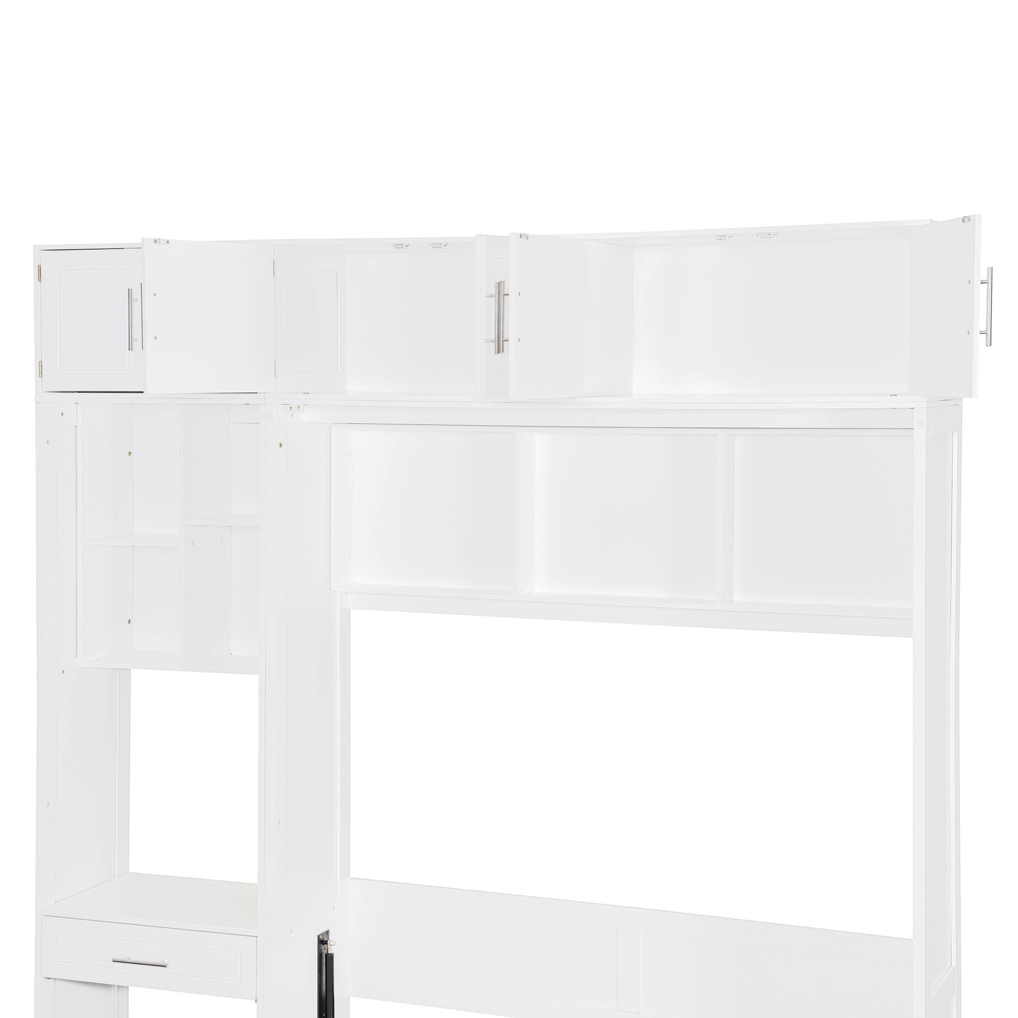 Alt View 4. Tiramisubest - Full Size White Wall Murphy Bed with Desk, Cabinet and Shelves, Space Saving, 87x81x95 inches, 330 lbs - White.