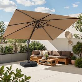 Crestlive Products - 12ft Aluminum Slide-tilt Cantilever Patio Umbrella with 350lbs Pull rod Wheel Base - Brown