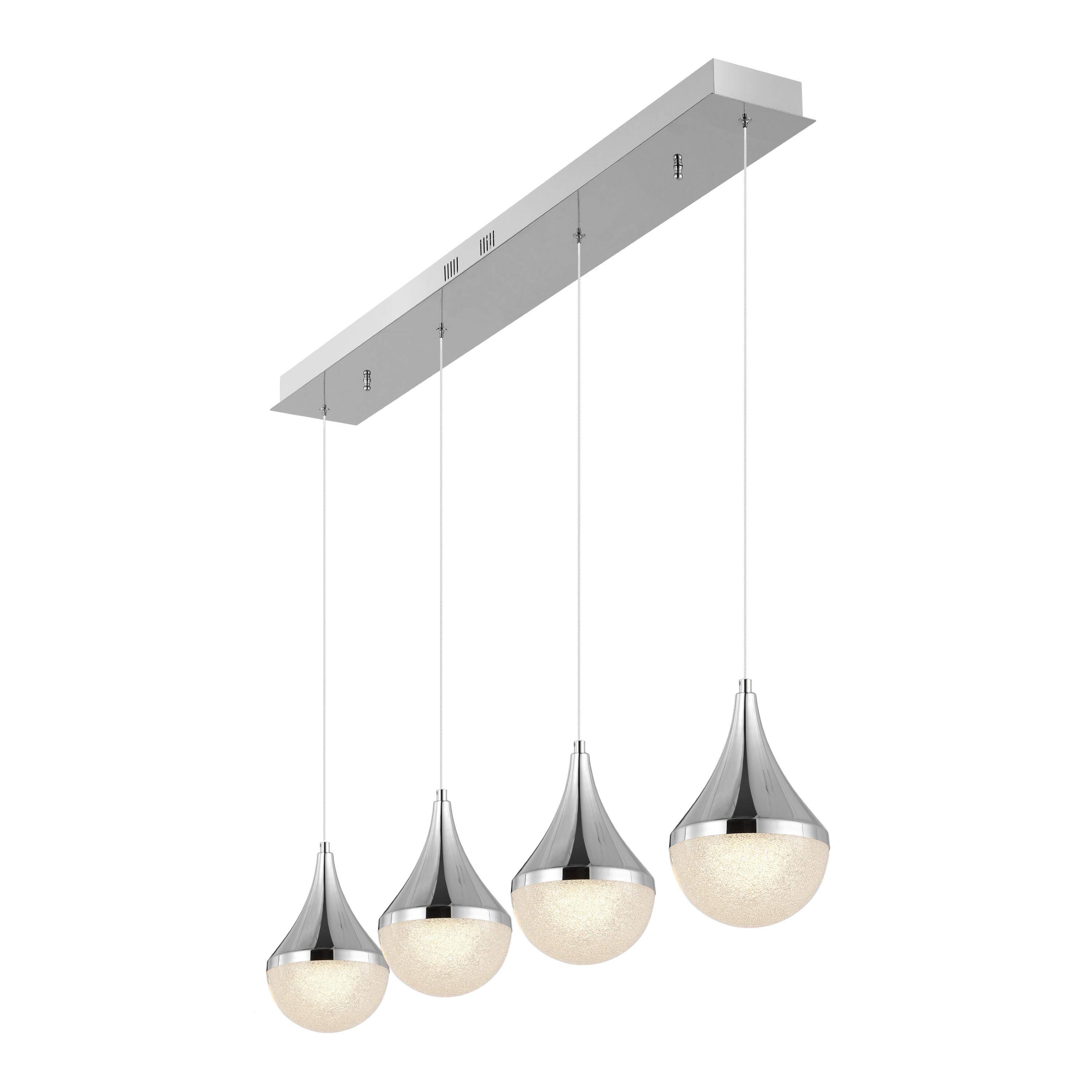 "Jonathan Y - Elyse Teardrop 47"" 4-Light Modern Mid-Century Iron/Acrylic Integrated Linear LED Pendant - Chrome/White" price history on PriceWatchPro