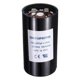 Unique Bargains - CD60 Capacitor 189-227uF 330VAC Run Motor Start Capacitor 50/60Hz for Electric Fan Motor Well Pump - Black