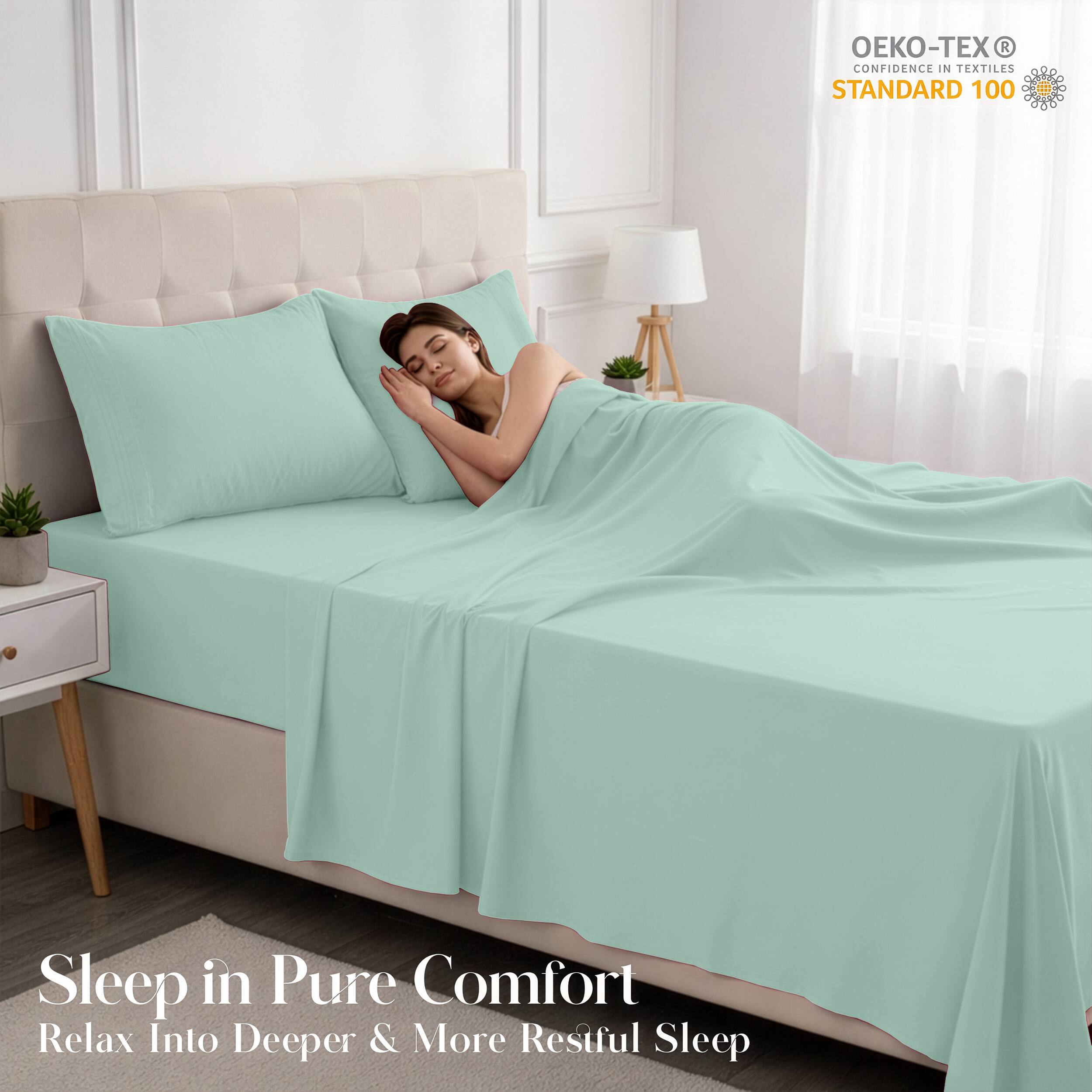 - OEKO-TEX® CONFIDENCE IN TEXTILES STANDARD 100
- Sleep in Pure Comfort
- Relax Into Deeper & More Restful Sleep
