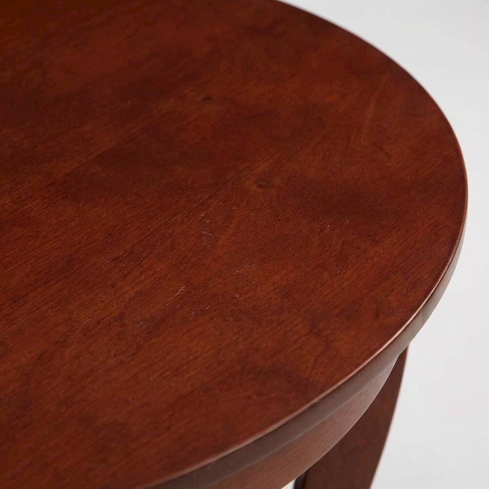 Alt View 3. FurniFact - Distressed Round Coffee Table with Shelf in Classic Style - Mahogany.